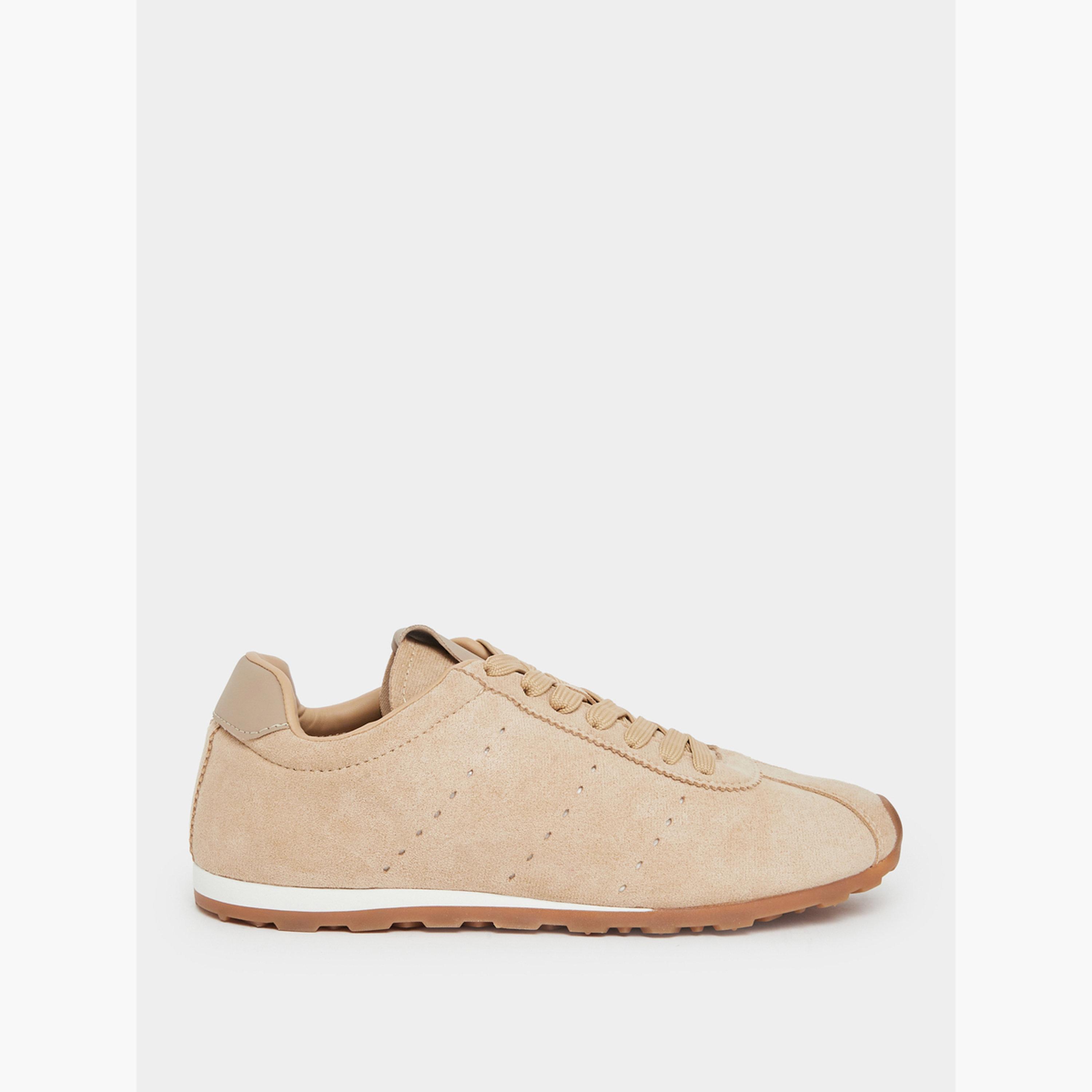 Styli Tan Suede-Look Lace-Up Sneakers-women-shoes-sneakers-image-2