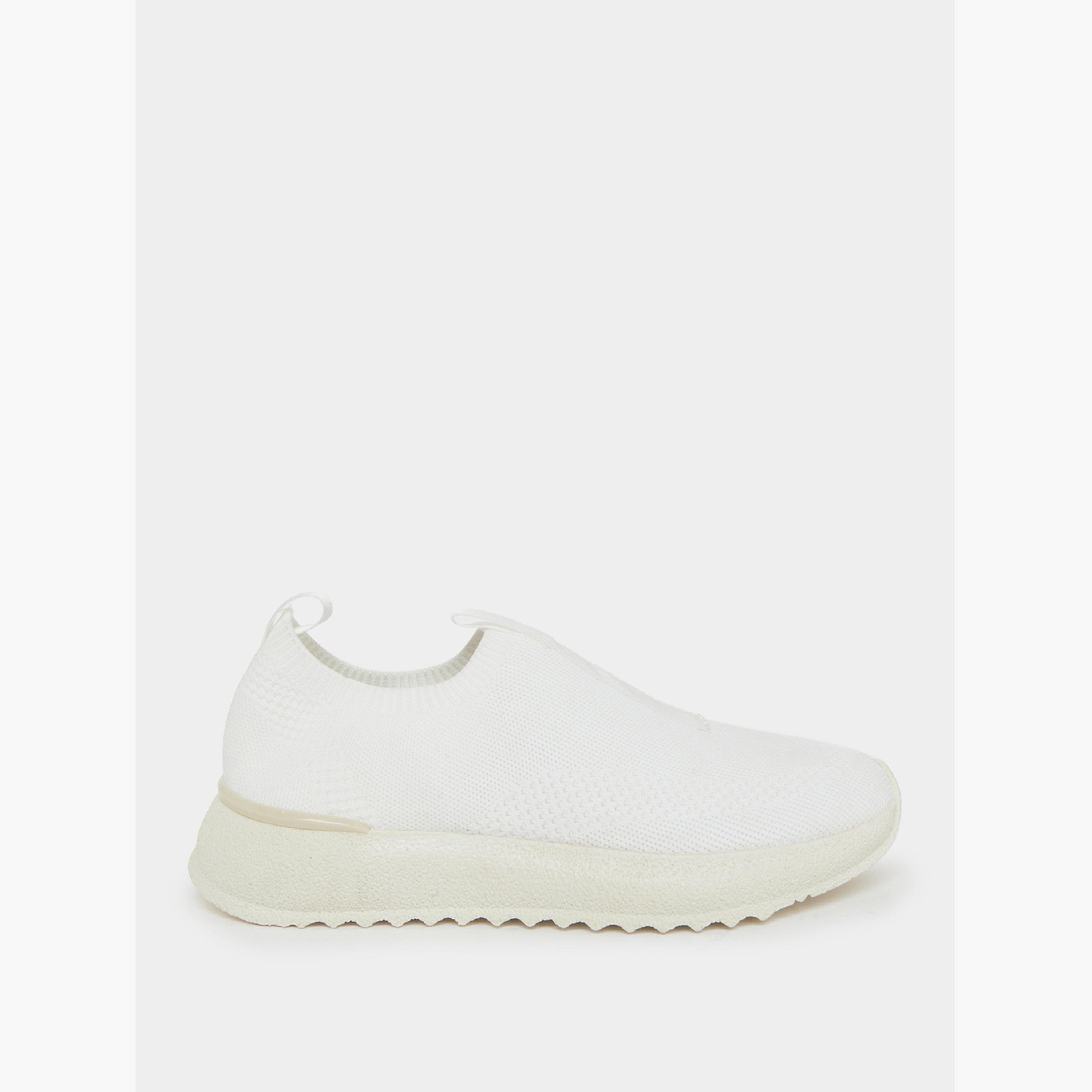 Styli White Textile Slip-On Sneakers-women-shoes-sneakers-image-2