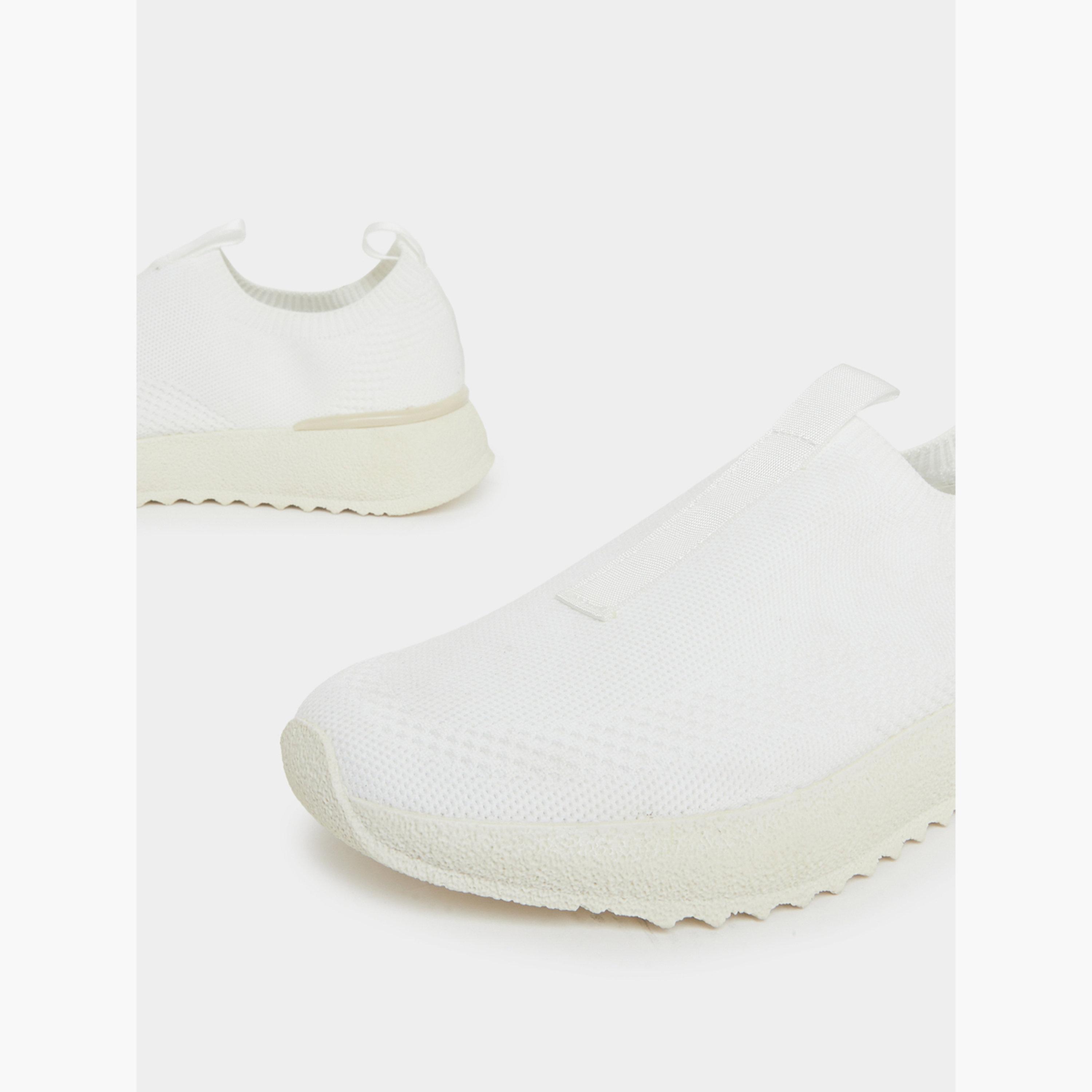 Styli White Textile Slip-On Sneakers-women-shoes-sneakers-image-3