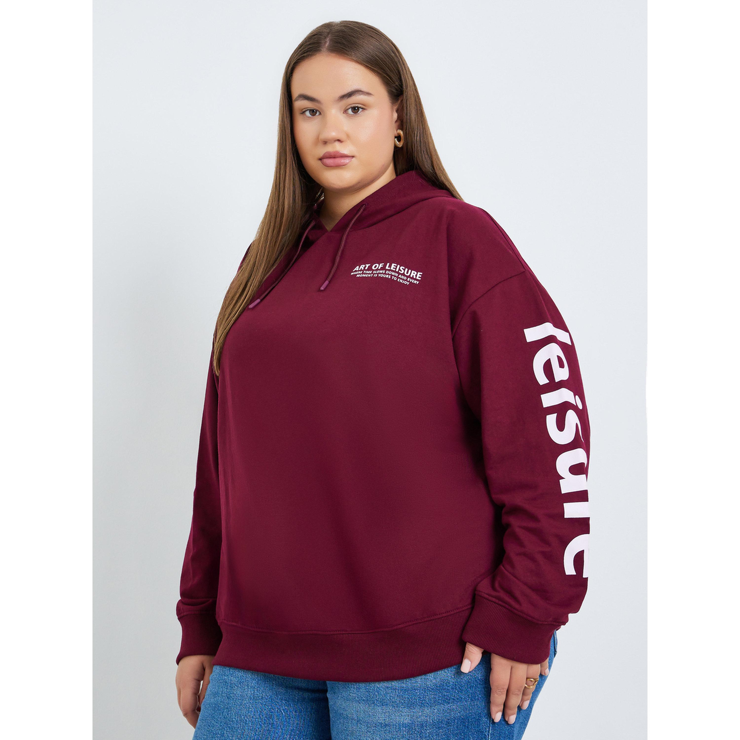هودي بمقاس كبير مطبع بطبعة كتابة-women-clothing-hoodiesandsweatshirts-hoodies-image-1