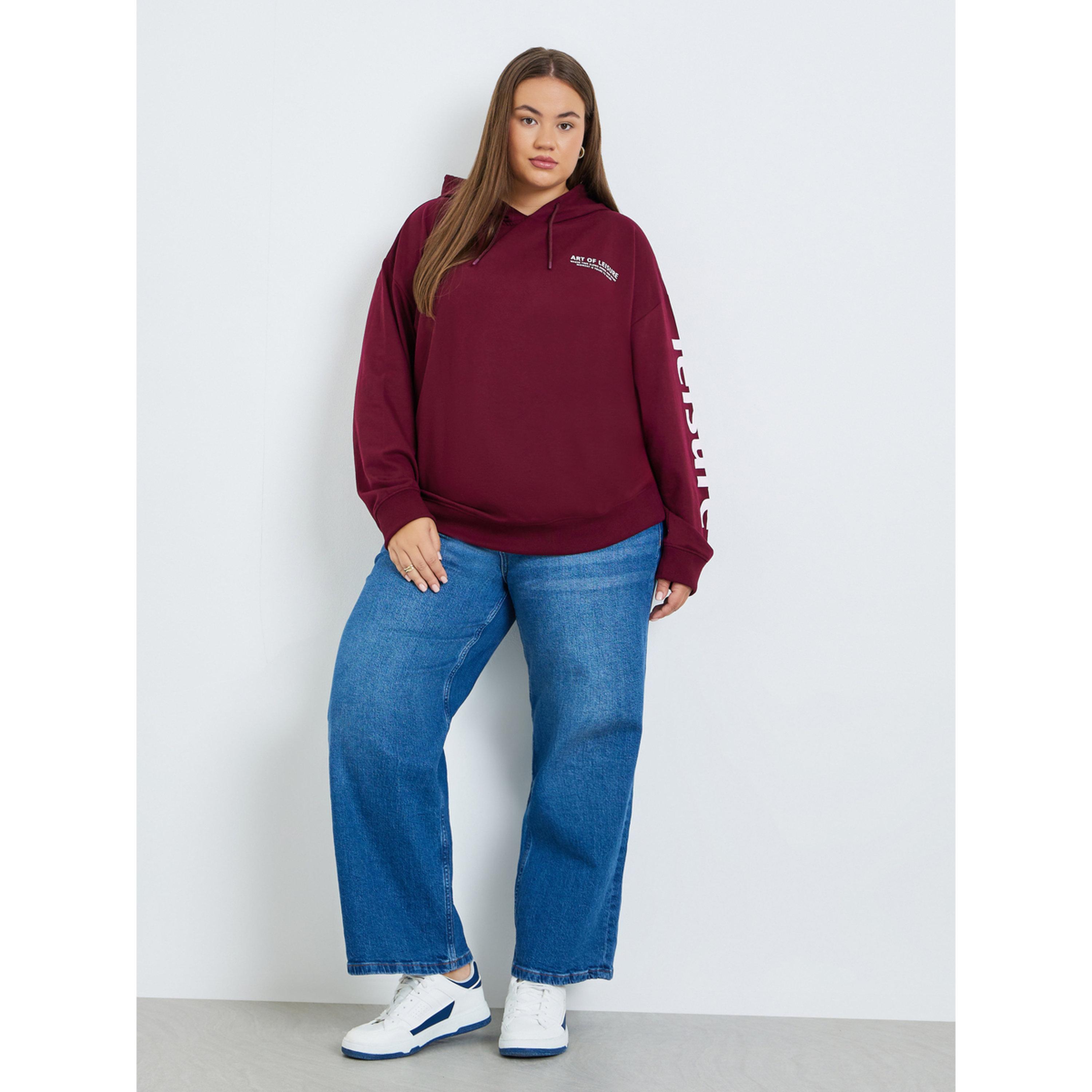 هودي بمقاس كبير مطبع بطبعة كتابة-women-clothing-hoodiesandsweatshirts-hoodies-image-2
