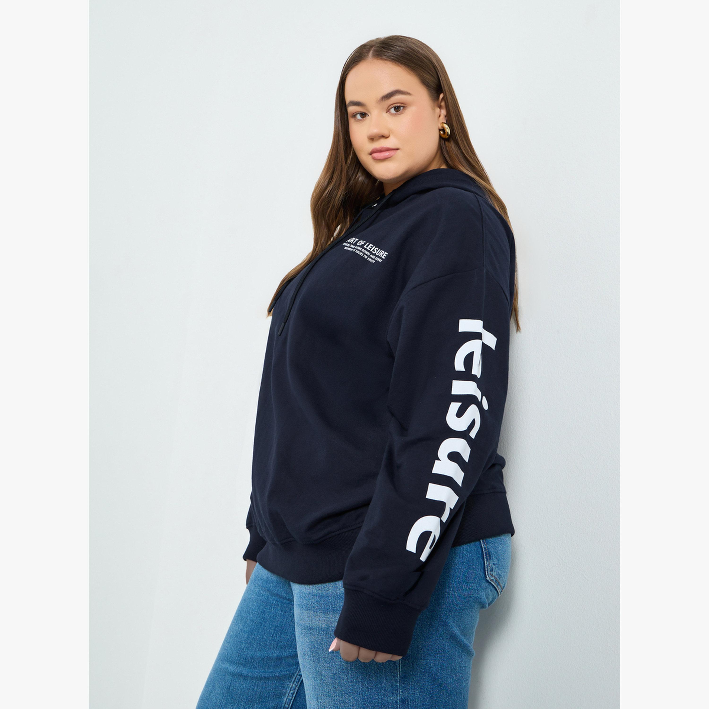هودي طويل بطبعة كتابة ومقاس كبير-women-clothing-hoodiesandsweatshirts-hoodies-image-3