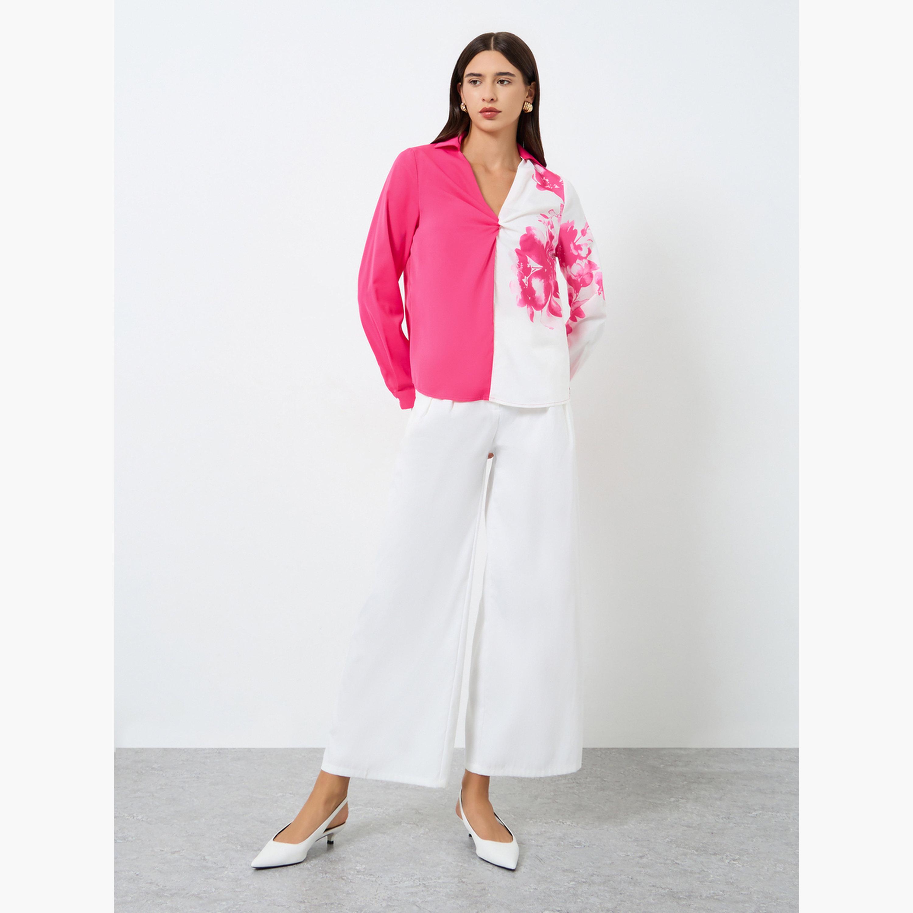 Take Two Floral Printed Ruffle Front Detail Long Sleeve Top-women-clothing-shirtsandblouses-blouses-image-2