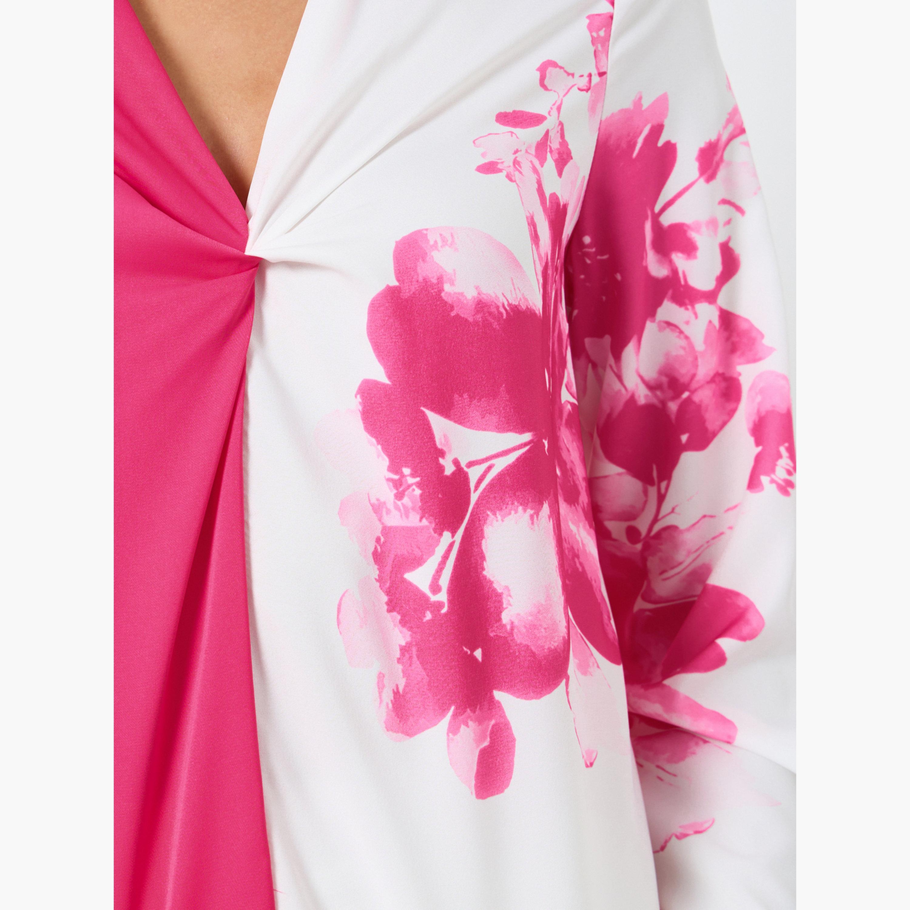 تيك تو - بلوزة بأكمام طويلة وتفاصيل كشكشة أمامية مطبوعة بالزهور-women-clothing-shirtsandblouses-blouses-image-5