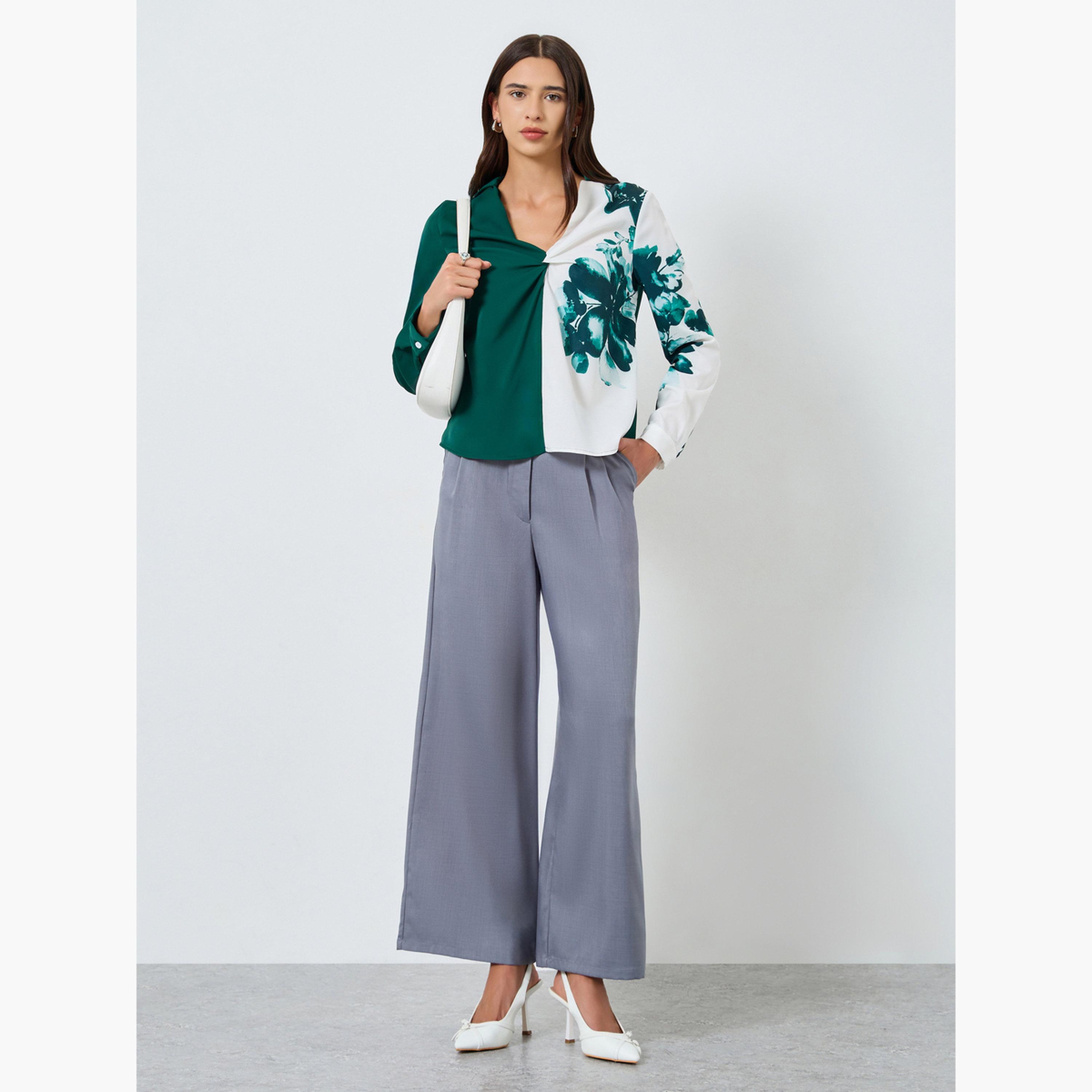 Take Two Floral Printed Ruffle Front Detail Long Sleeve Top-women-clothing-shirtsandblouses-blouses-image-2