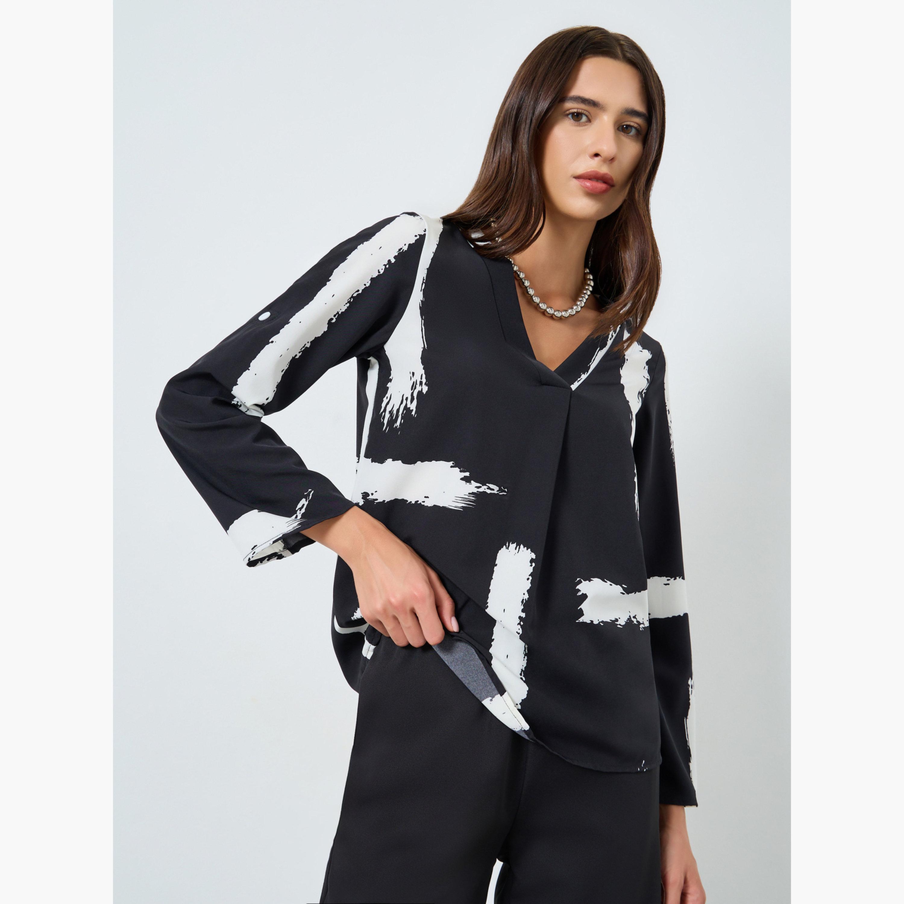 Take Two Printed Roll Up Sleeve Top-women-clothing-shirtsandblouses-blouses-image-3
