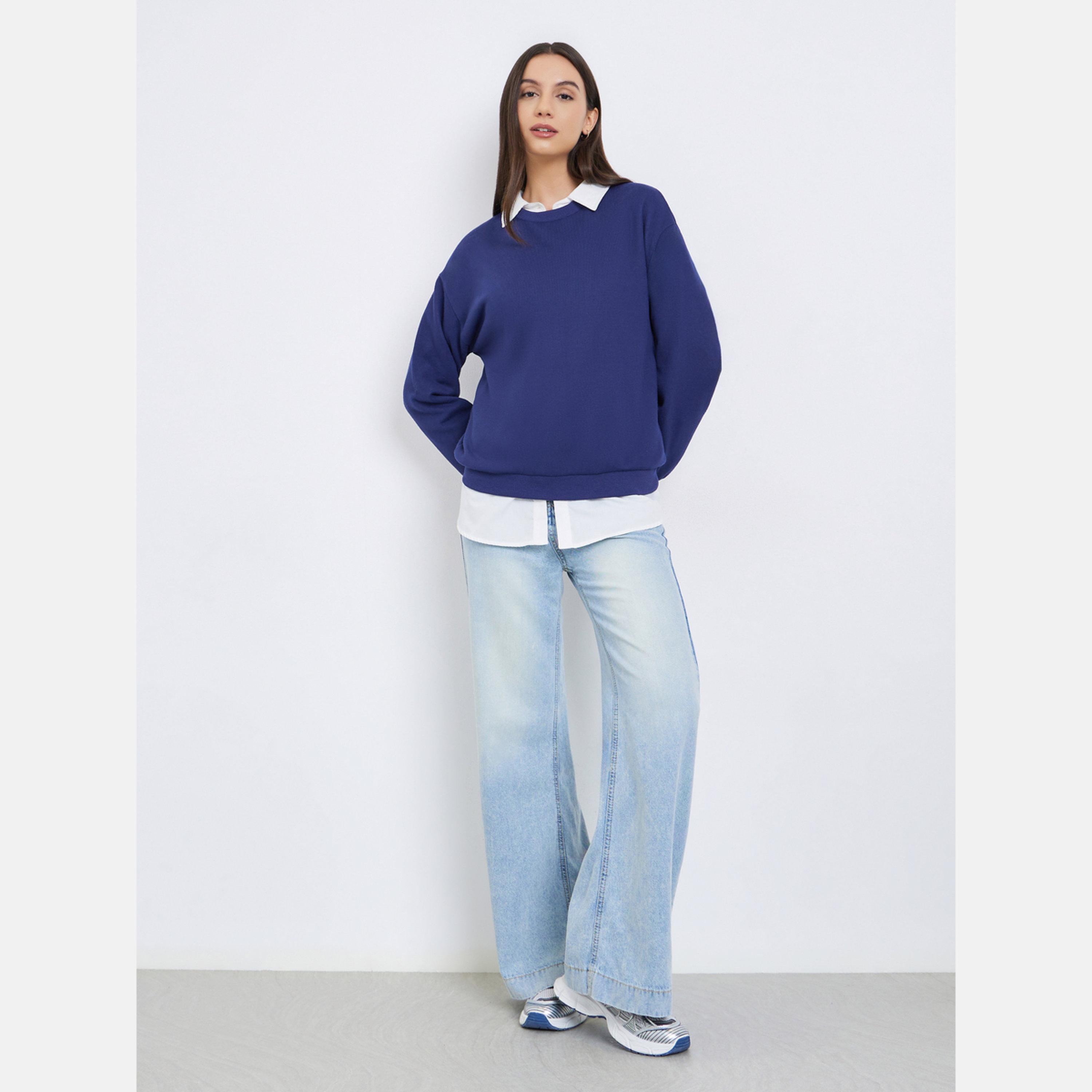 Take Two Solid Round Neck Long Sleeves Women's Sweatshirt-women-winterwear-hoodiesandsweatshirts-sweatshirts-image-2