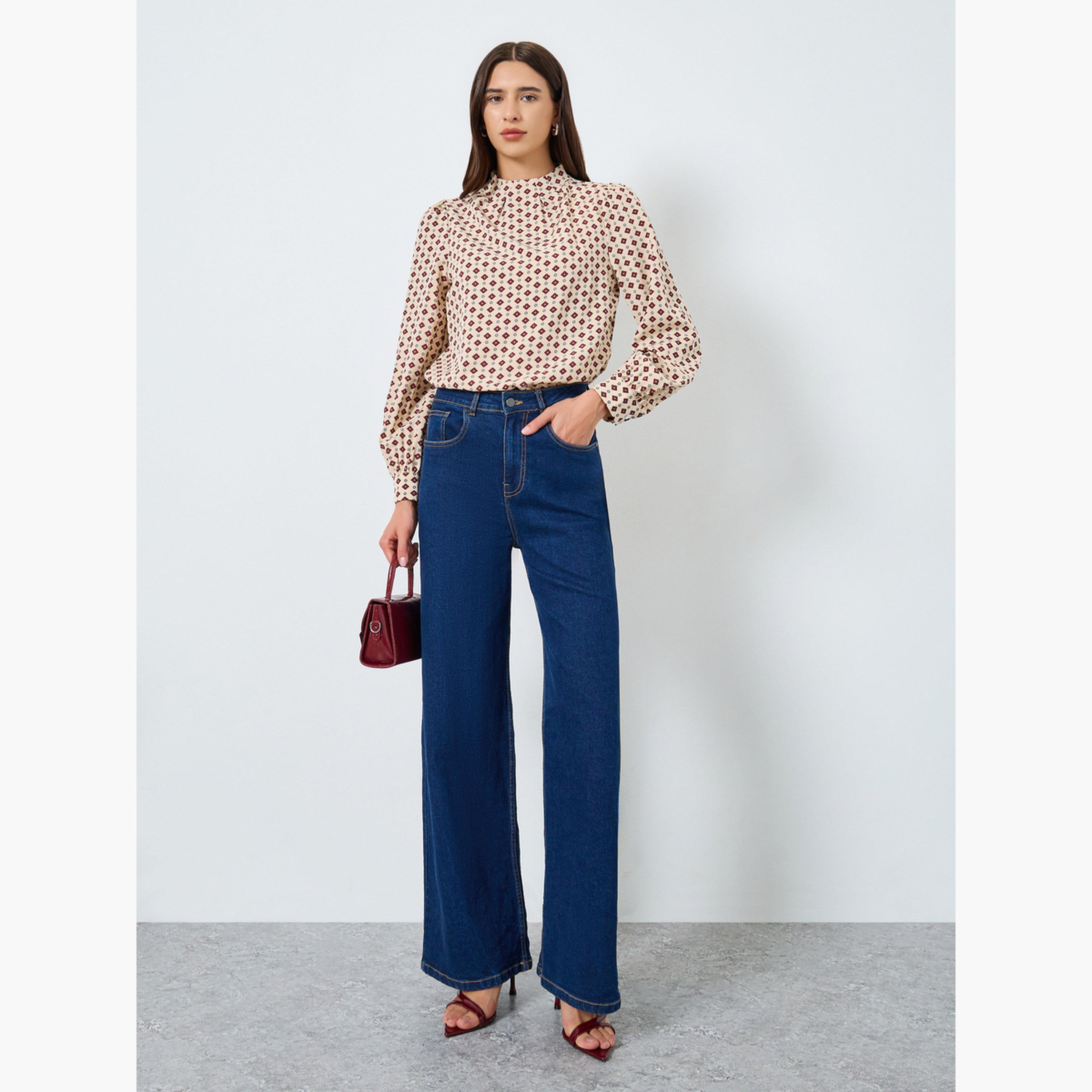 Take Two All-Over Printed Mock Neck Puff Sleeve Top-women-clothing-shirtsandblouses-blouses-image-2