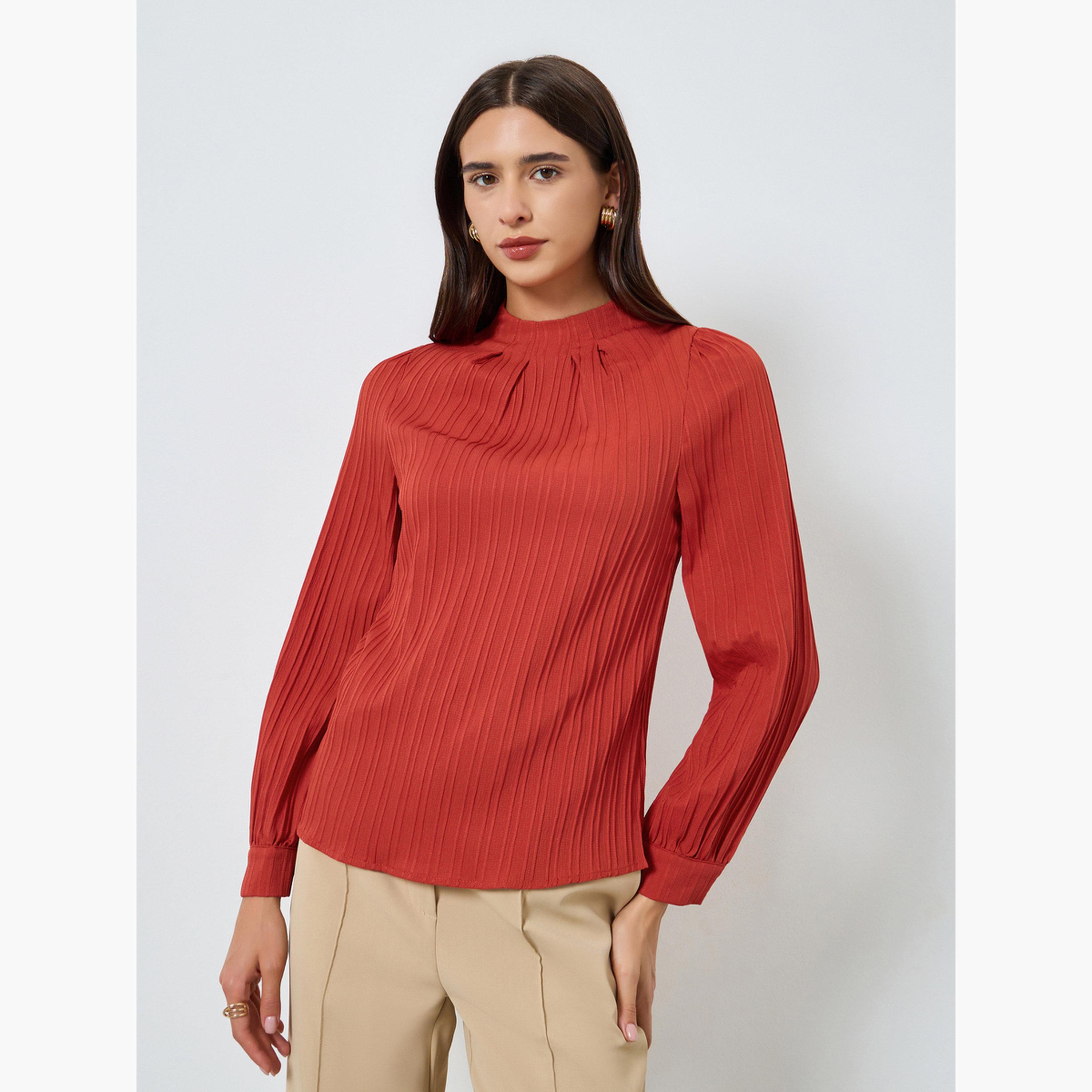 Take Two Textured Pleated Puff Sleeve Top-women-clothing-shirtsandblouses-blouses-image-1