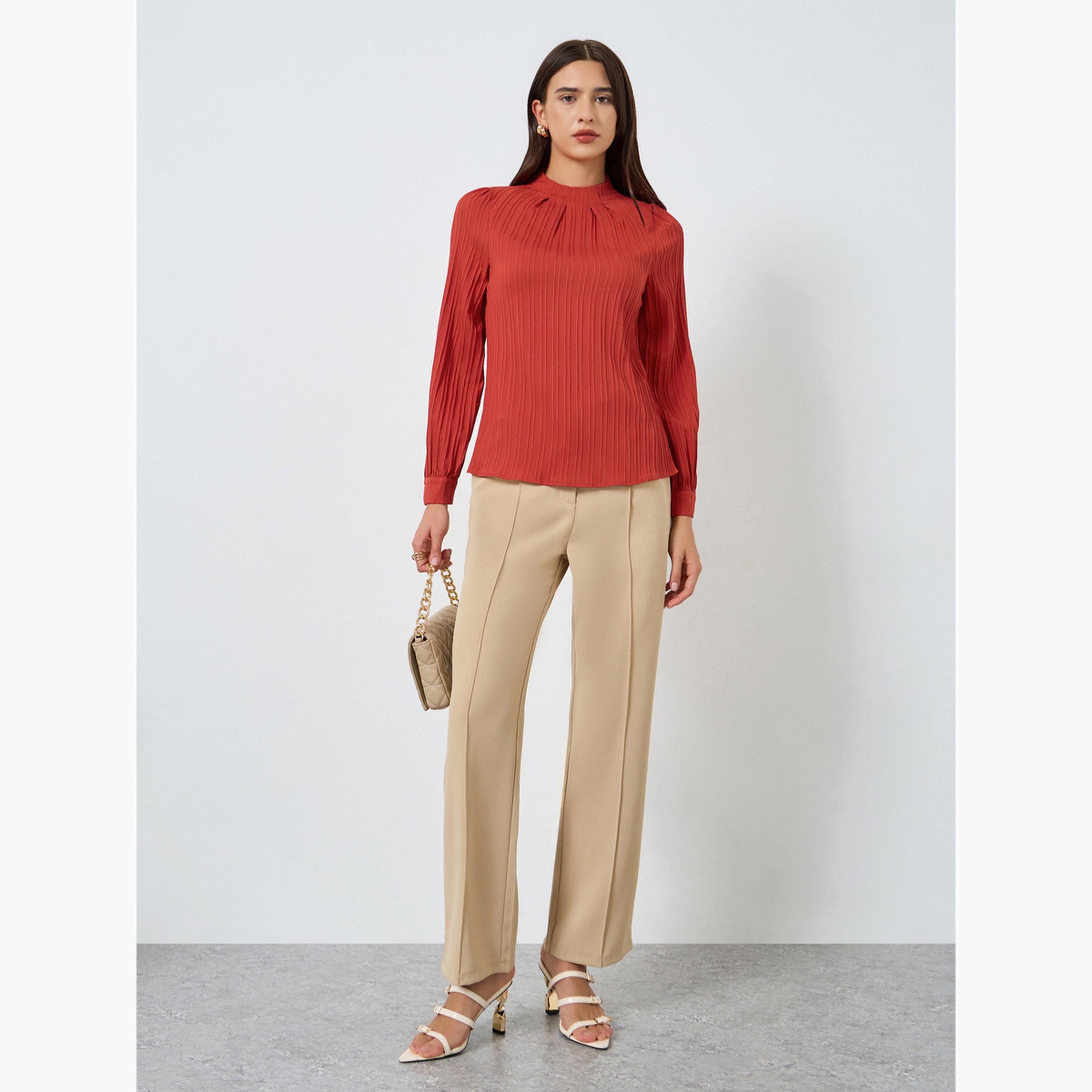 تيك تو - بلوزة بأكمام منتفخة ومطوية ومزخرفة-women-clothing-shirtsandblouses-blouses-image-2
