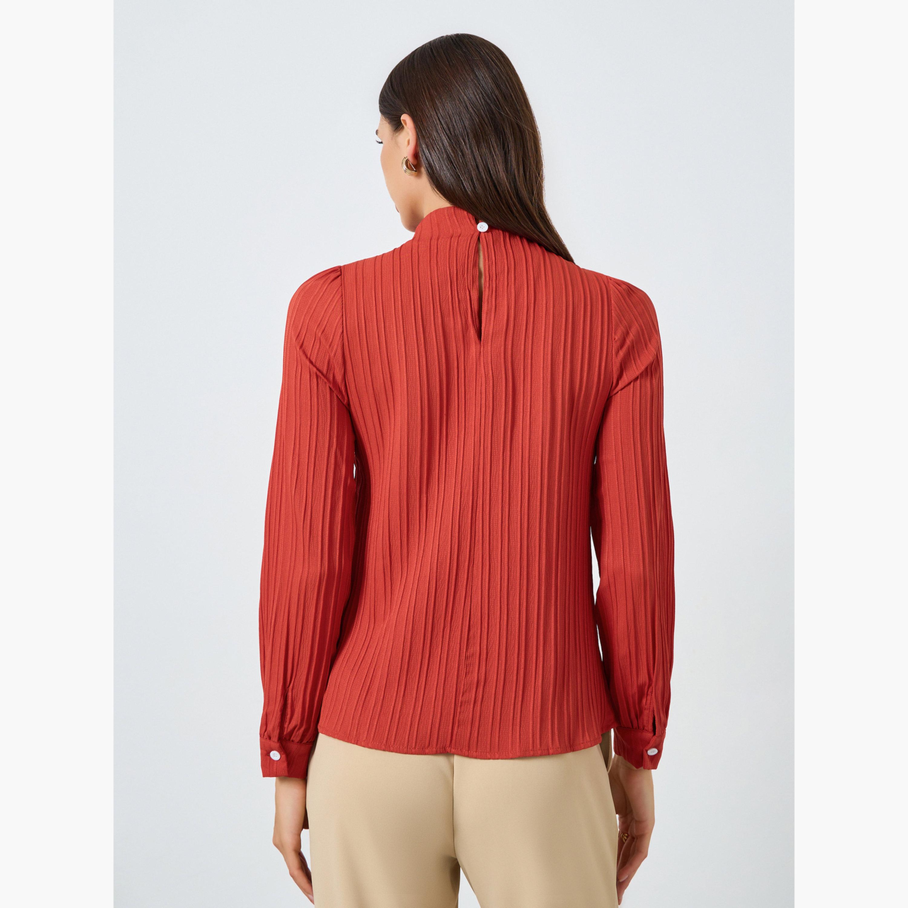 تيك تو - بلوزة بأكمام منتفخة ومطوية ومزخرفة-women-clothing-shirtsandblouses-blouses-image-4
