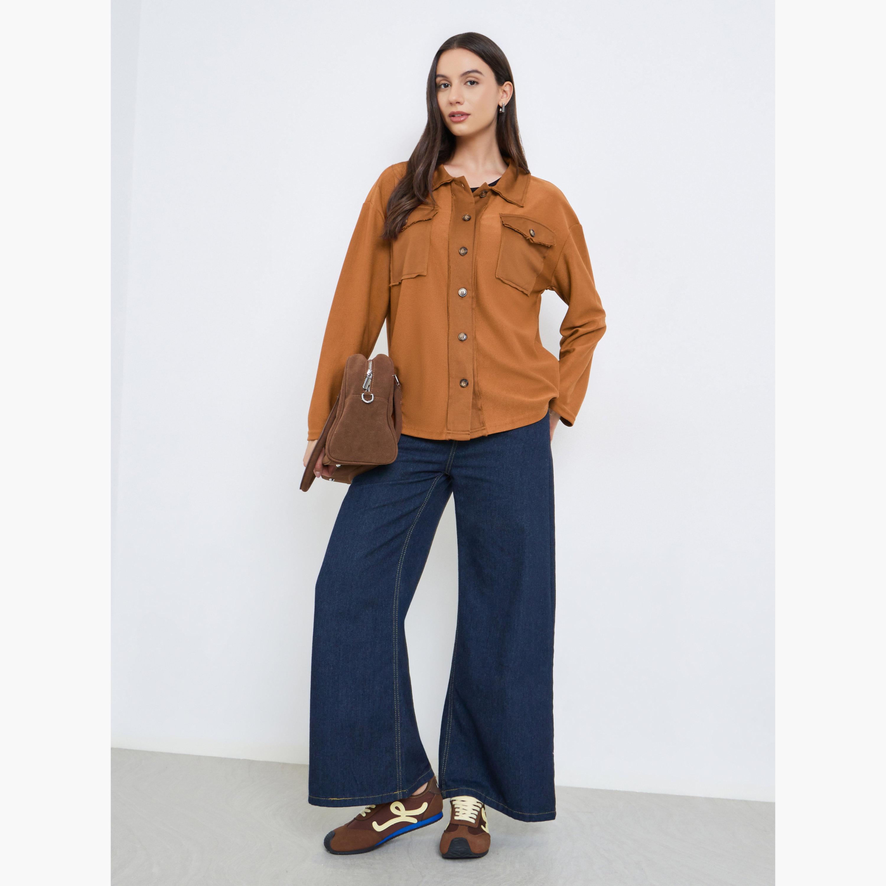Take Two Solid Collared Long Sleeves Women's Buttoned Jacket-women-winterwear-coatsandjackets-jackets-image-1