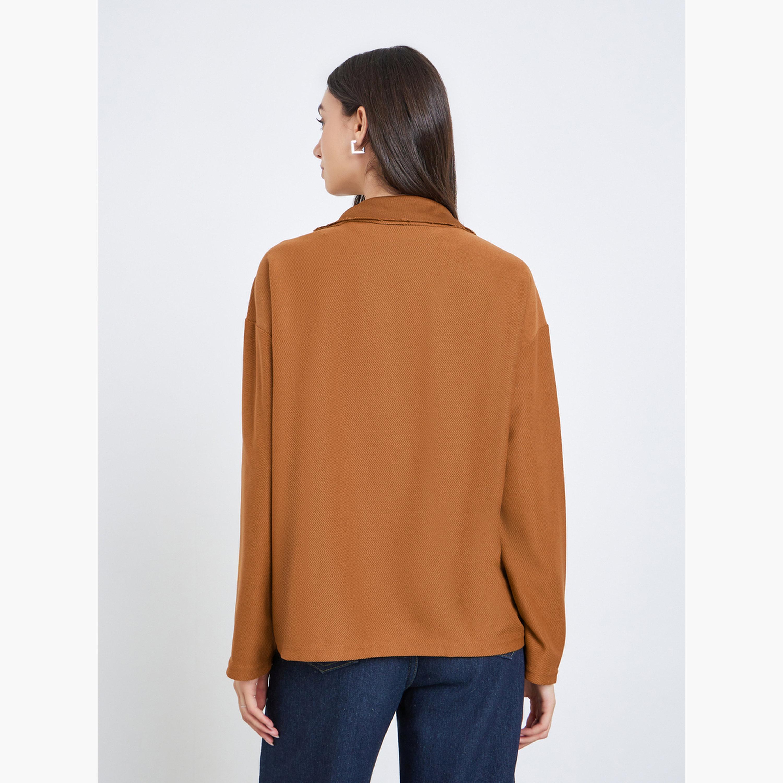 Take Two Solid Collared Long Sleeves Women's Buttoned Jacket-women-winterwear-coatsandjackets-jackets-image-3