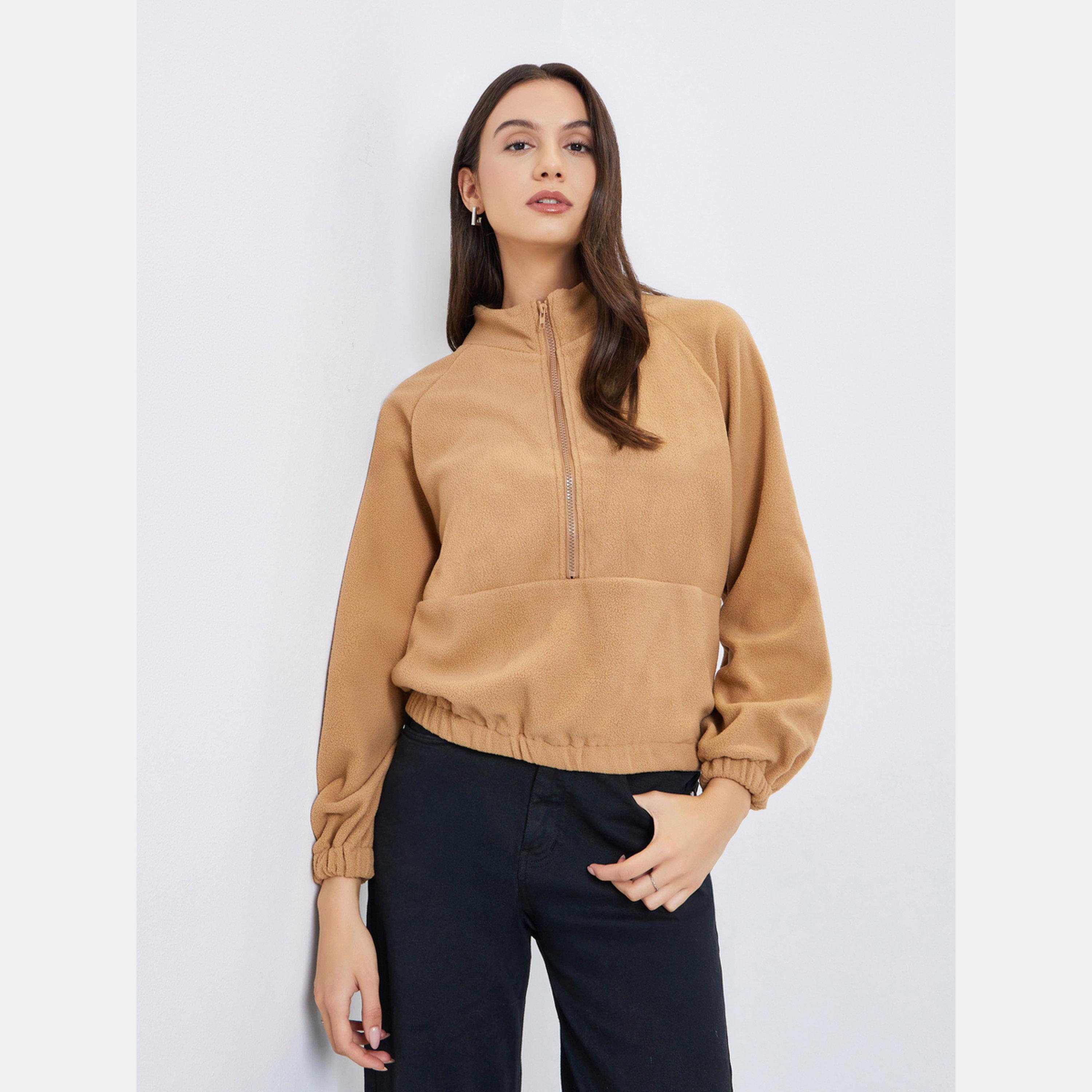 Take Two Solid High Neck Long Sleeves Women's Sweatshirt-women-winterwear-hoodiesandsweatshirts-sweatshirts-image-1