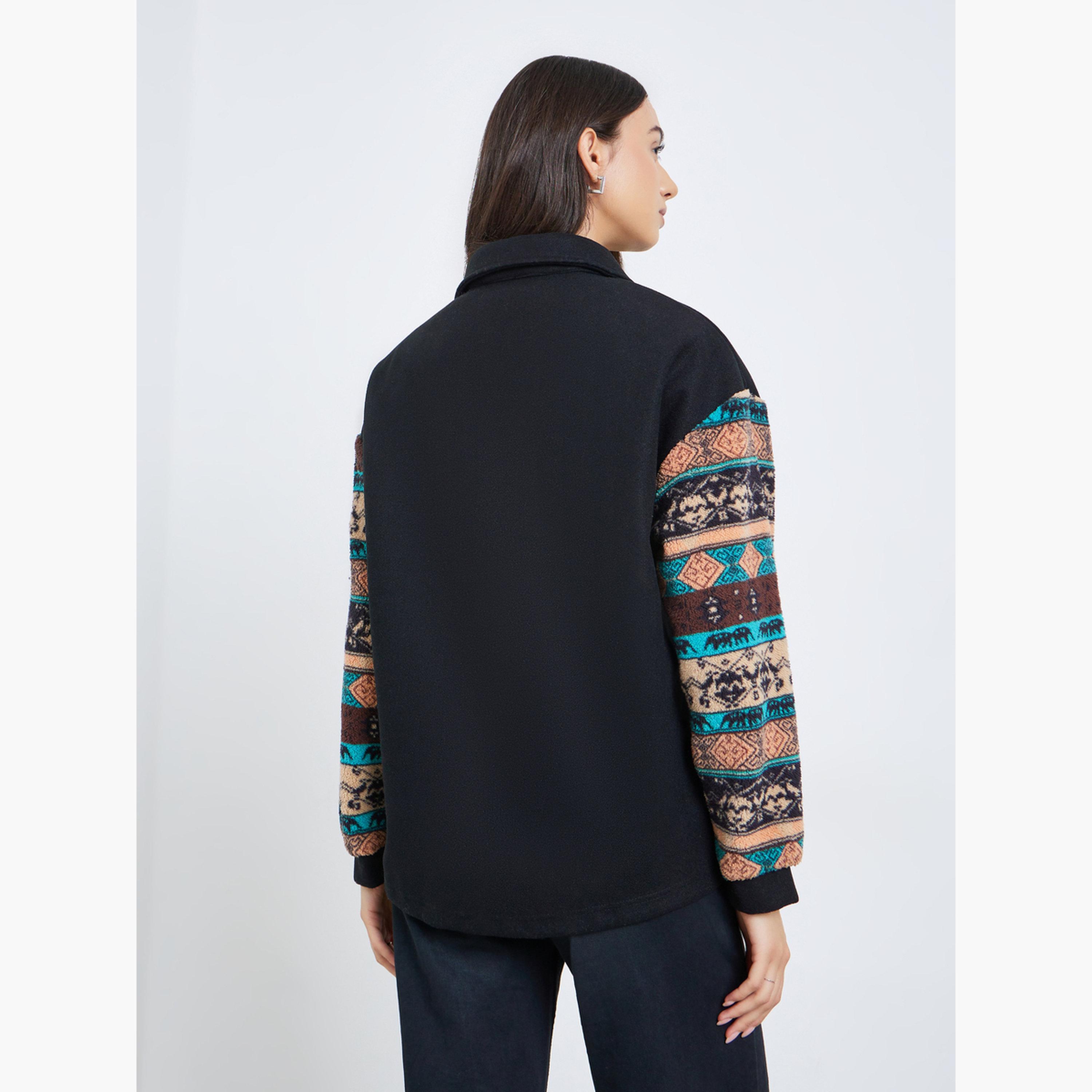 Take Two Boho Print Collared Long Sleeves Women's Buttoned Jacket-women-winterwear-coatsandjackets-jackets-image-4