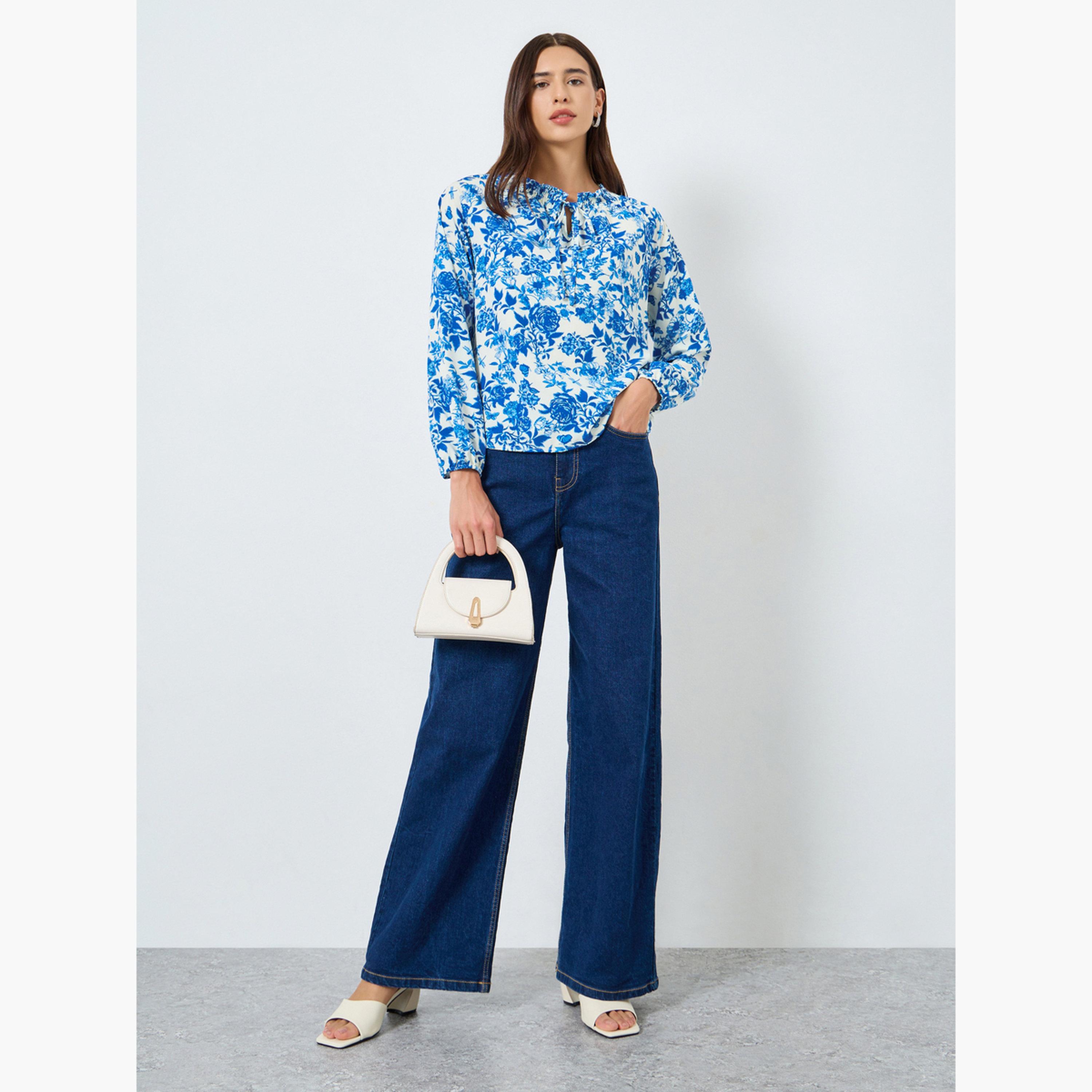 Take Two Floral Printed Tie-Up Neck Puff Sleeve Top-women-clothing-shirtsandblouses-blouses-image-2