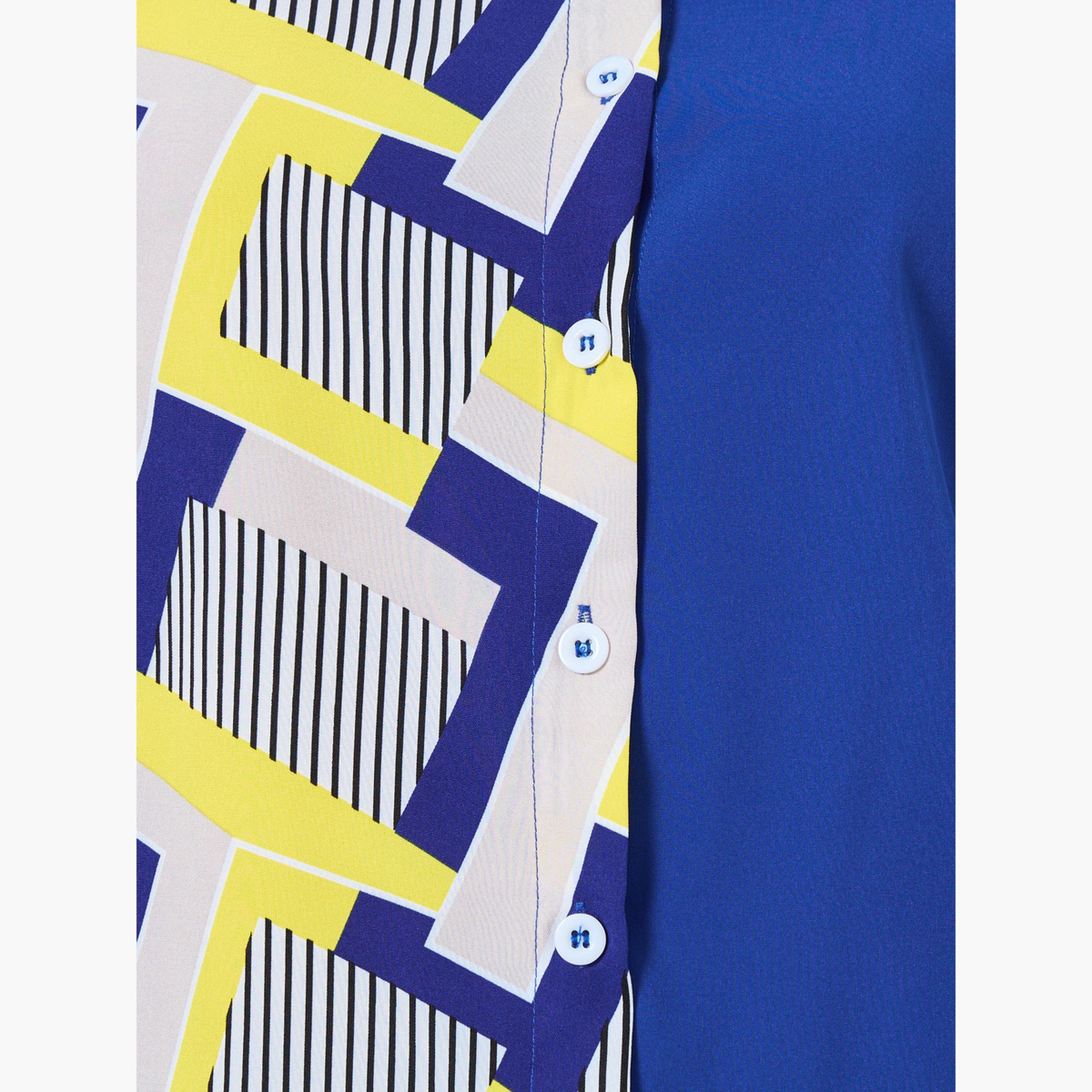 Take Two Blue Color Block Printed Long Sleeve Shirt-women-clothing-shirtsandblouses-shirts-image-4