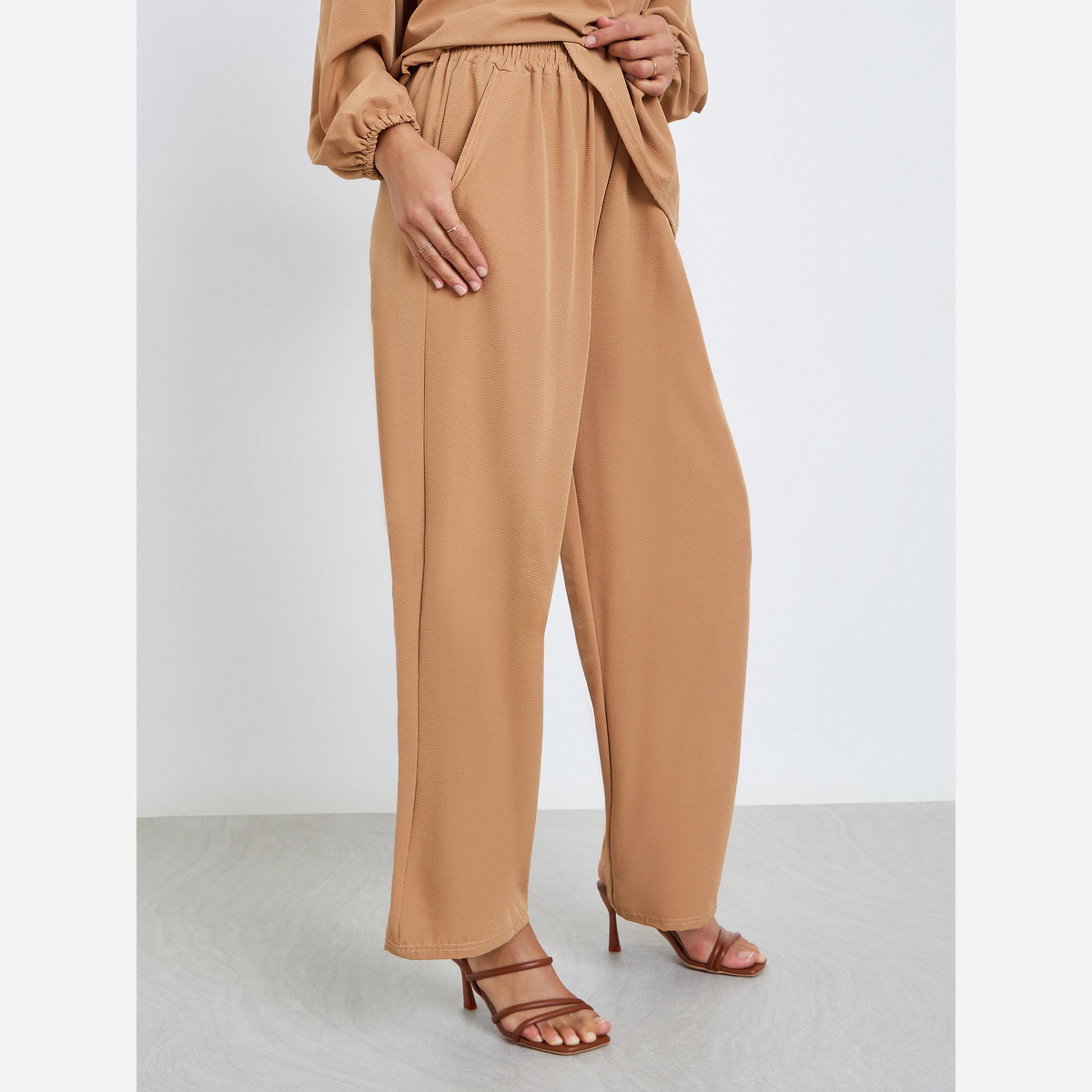 أميرة x ستايلي طقم محتشم من بنطال وبلوزة بياقة قميص وأكمام طويلة-women-arabicclothing-sets-image-4