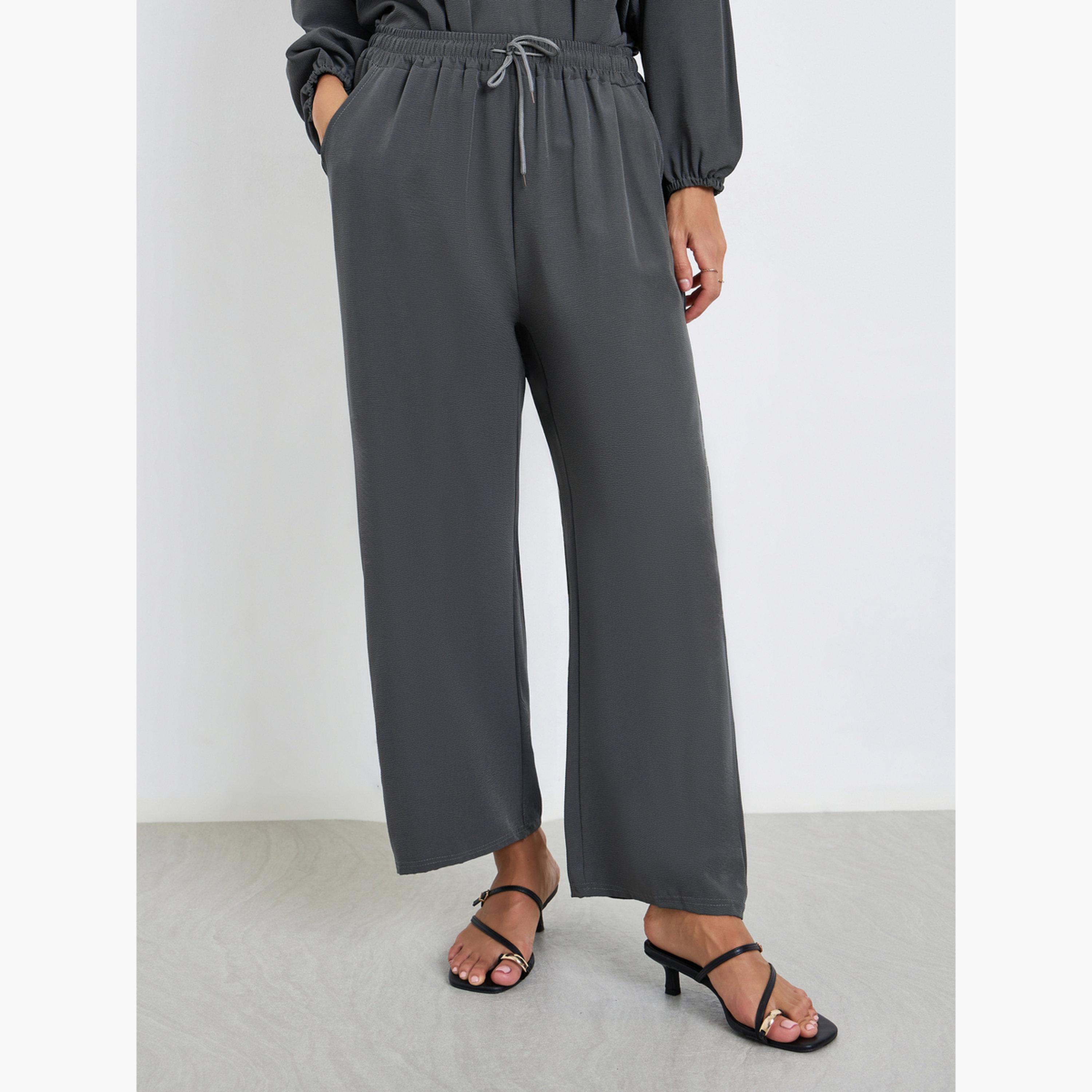 Styli Women Charcoal Shirt Collar Top and Pants Modest Set-women-arabicclothing-sets-image-5