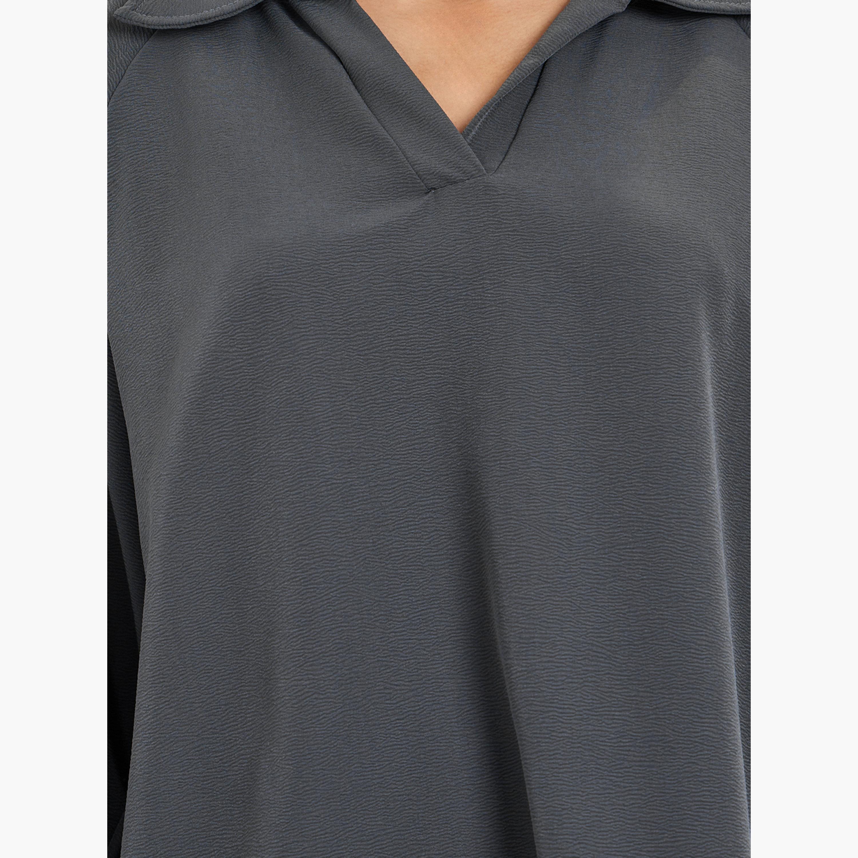 Styli Women Charcoal Shirt Collar Top and Pants Modest Set-women-arabicclothing-sets-image-6