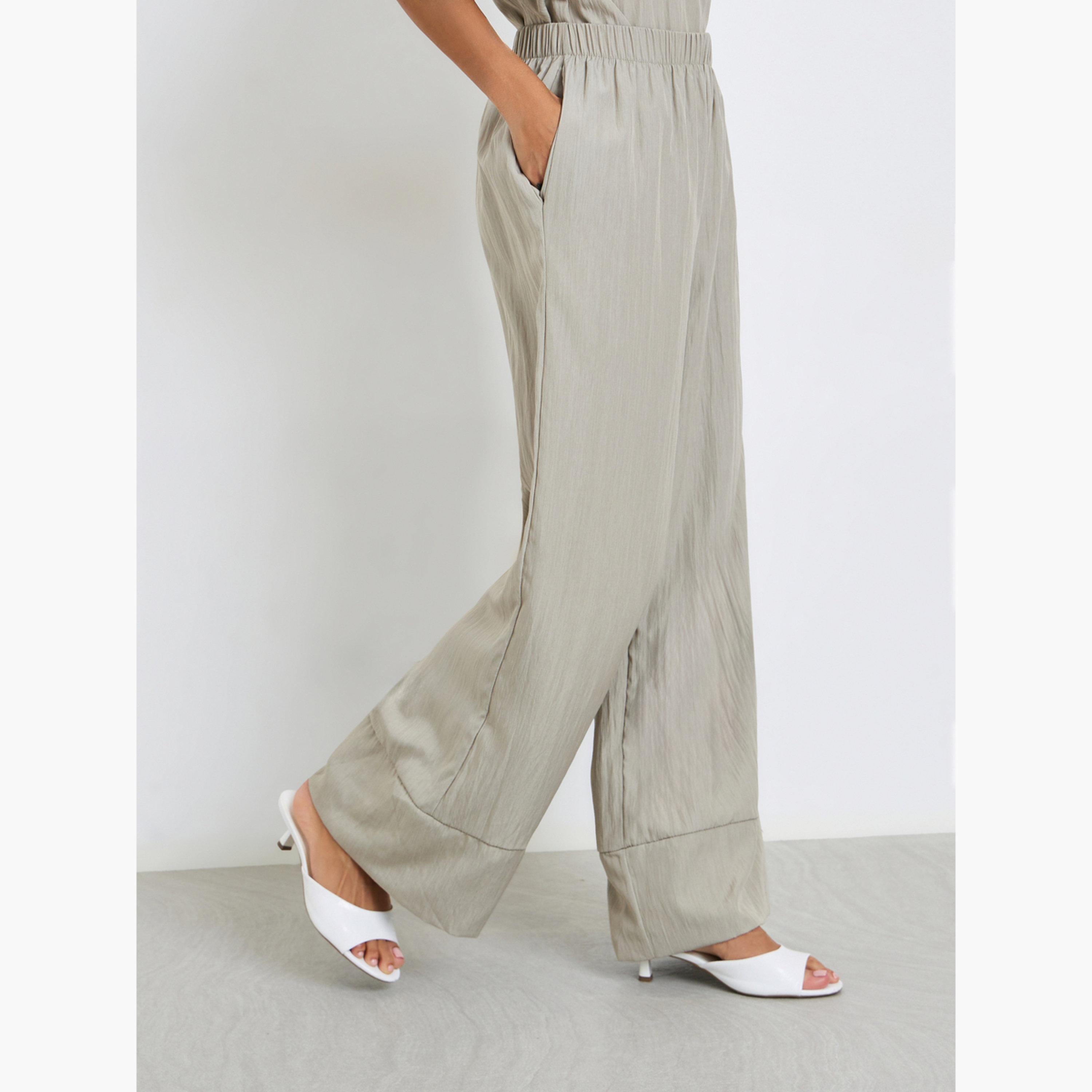 Styli Beige Textured Blouse and Trousers Modest Set-women-arabicclothing-sets-image-5