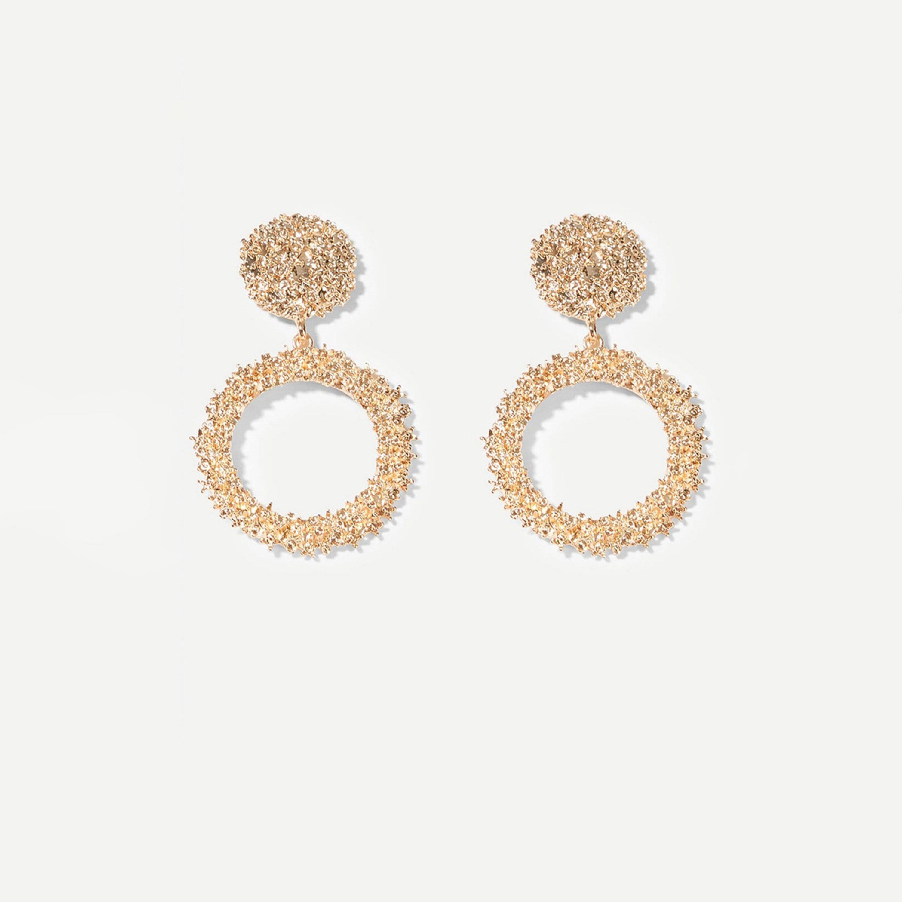 Take Two Textured Round and Hoop Drop Earrings-women-watchesandjewellery-jewellery-earrings-image-1