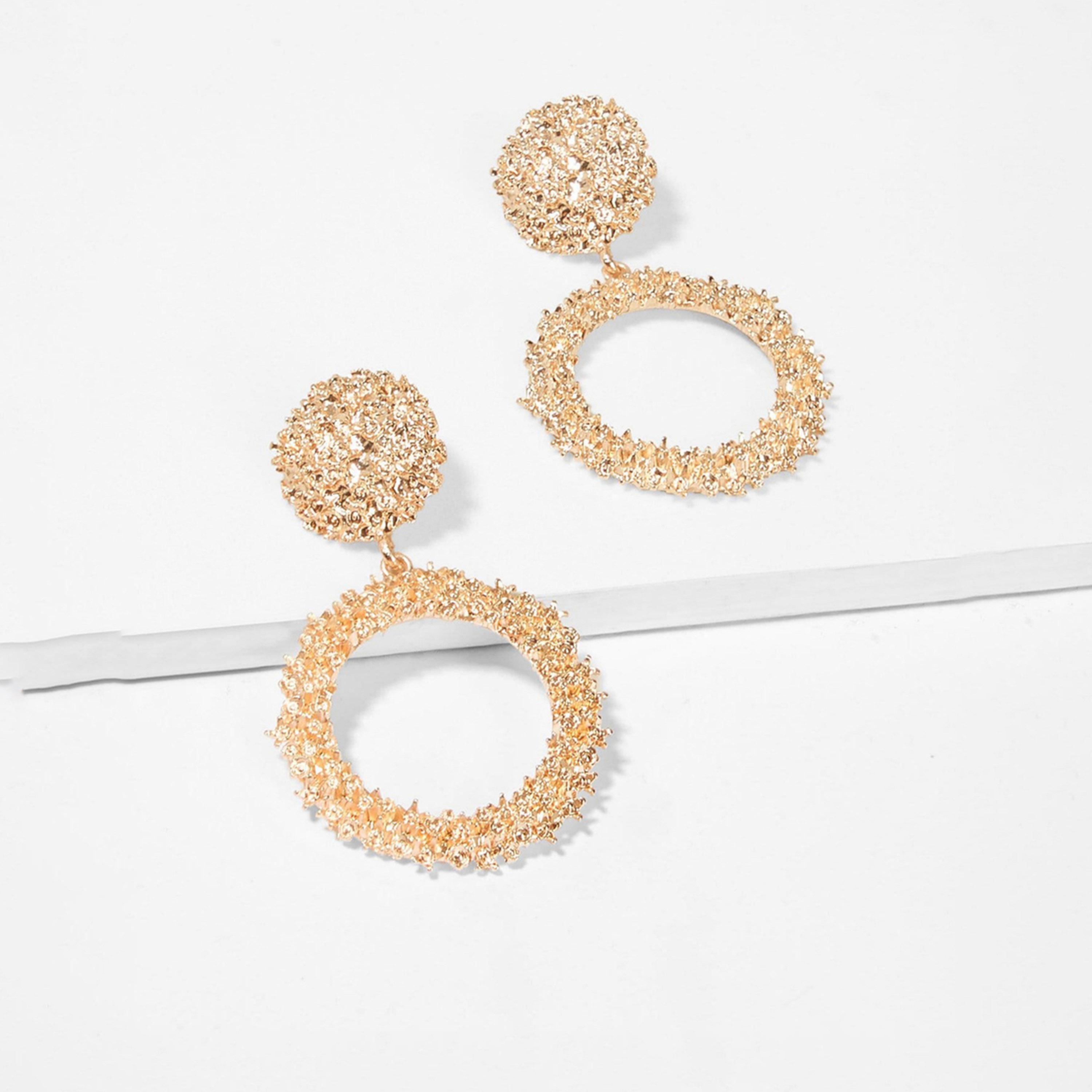 Take Two Textured Round and Hoop Drop Earrings-women-watchesandjewellery-jewellery-earrings-image-2