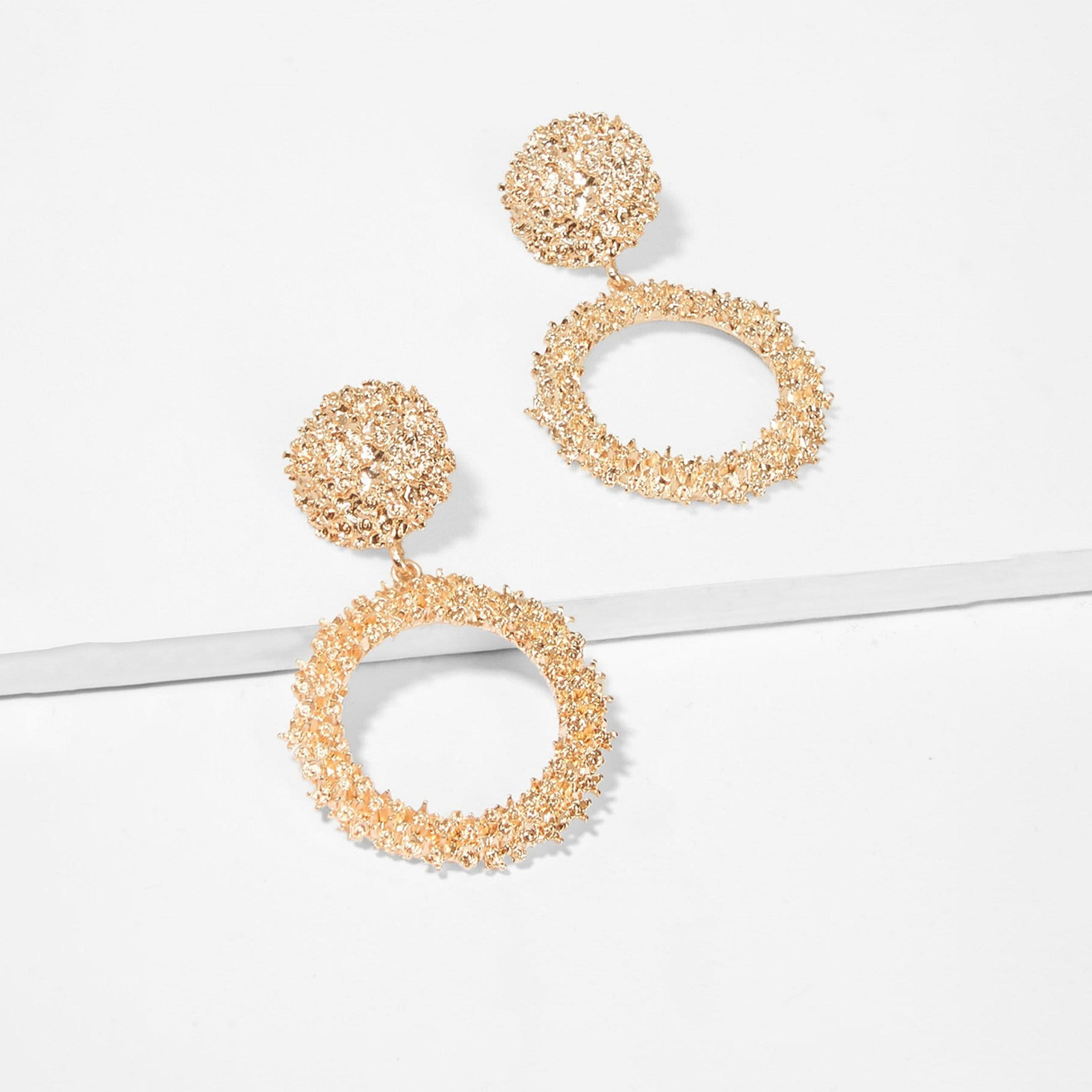 Take Two Textured Round and Hoop Drop Earrings-women-watchesandjewellery-jewellery-earrings-image-3