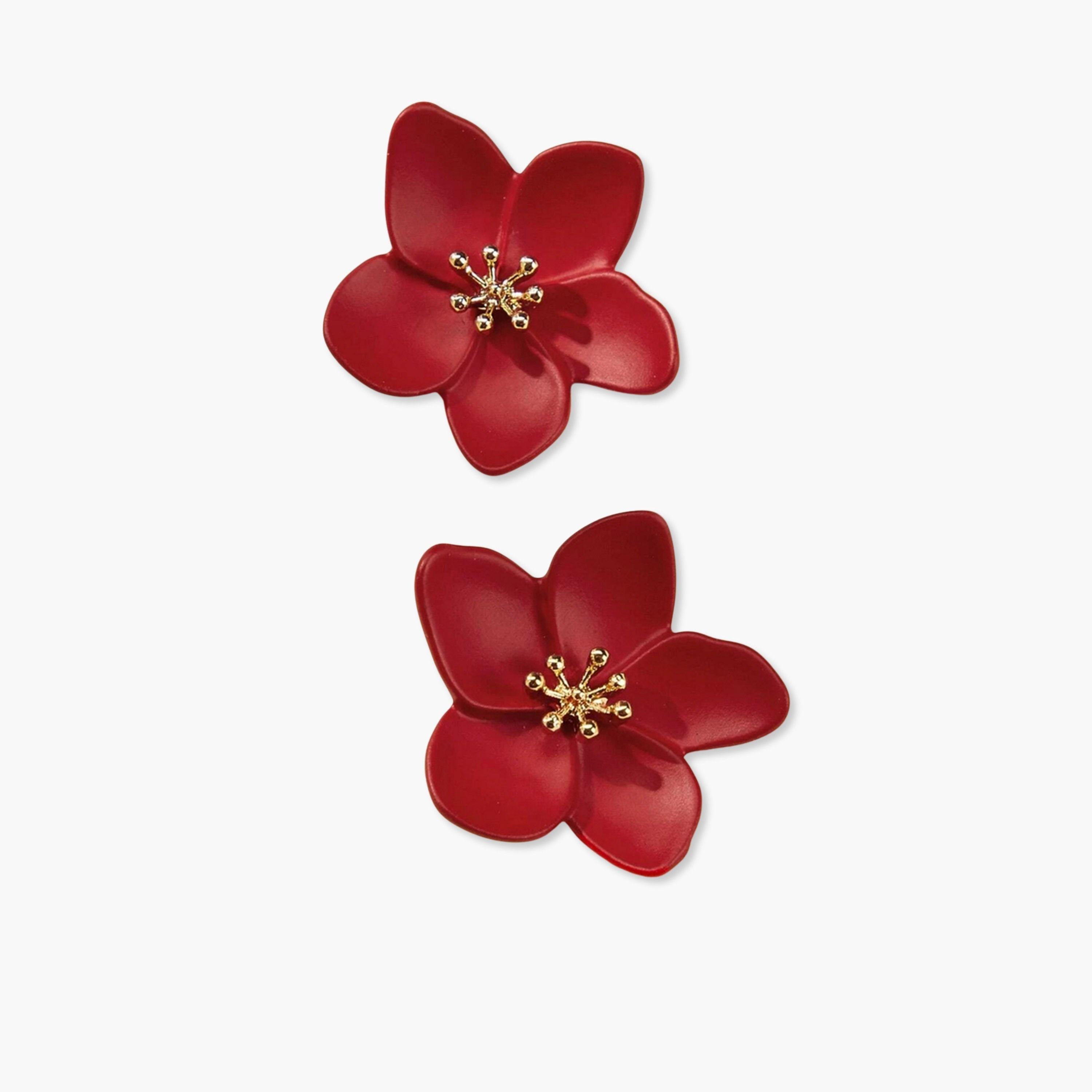 Take Two Red Flower Stud Earrings-women-watchesandjewellery-jewellery-earrings-image-1