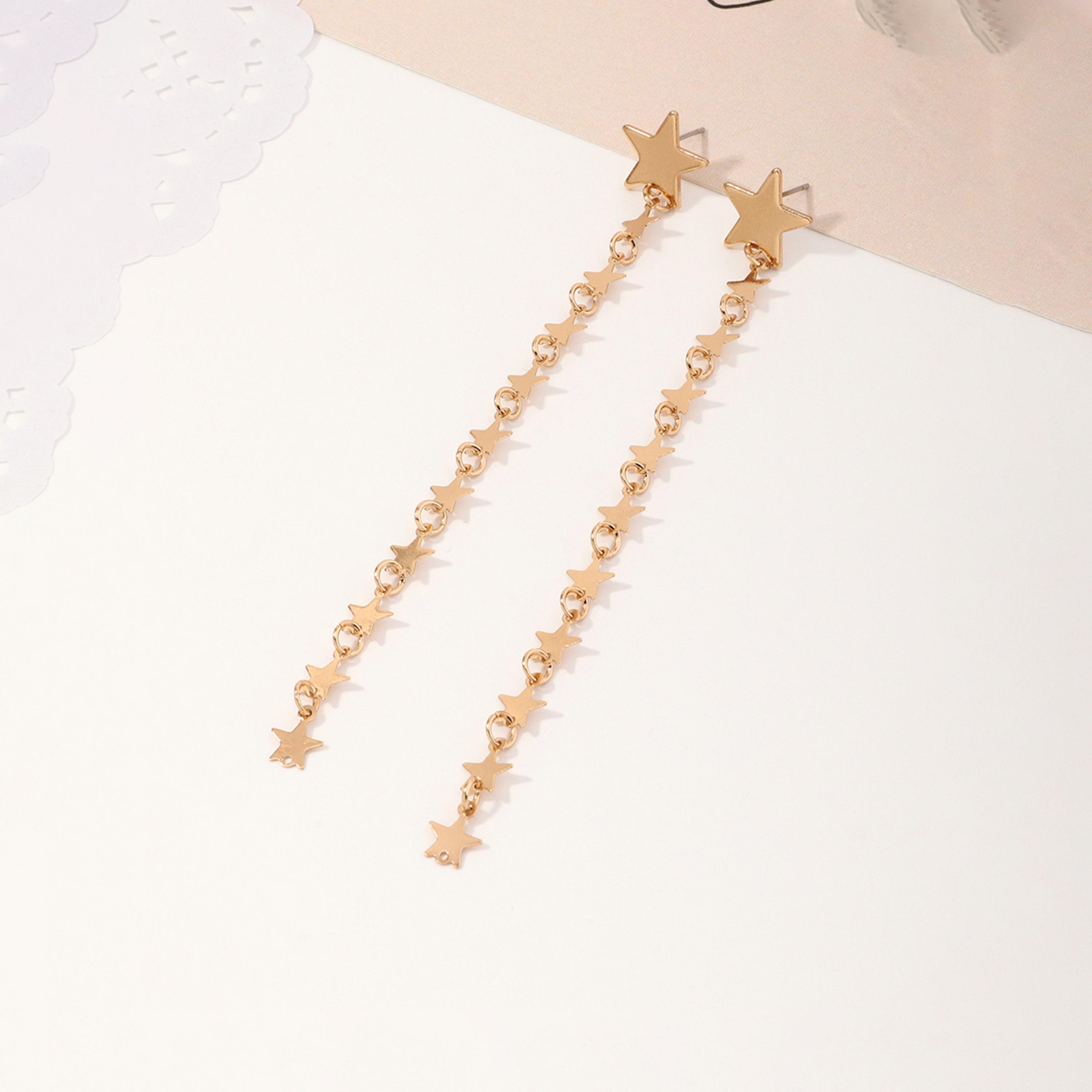 تيك تو - أقراط ذهبية متدلية على شكل نجمة-women-watchesandjewellery-jewellery-earrings-image-1