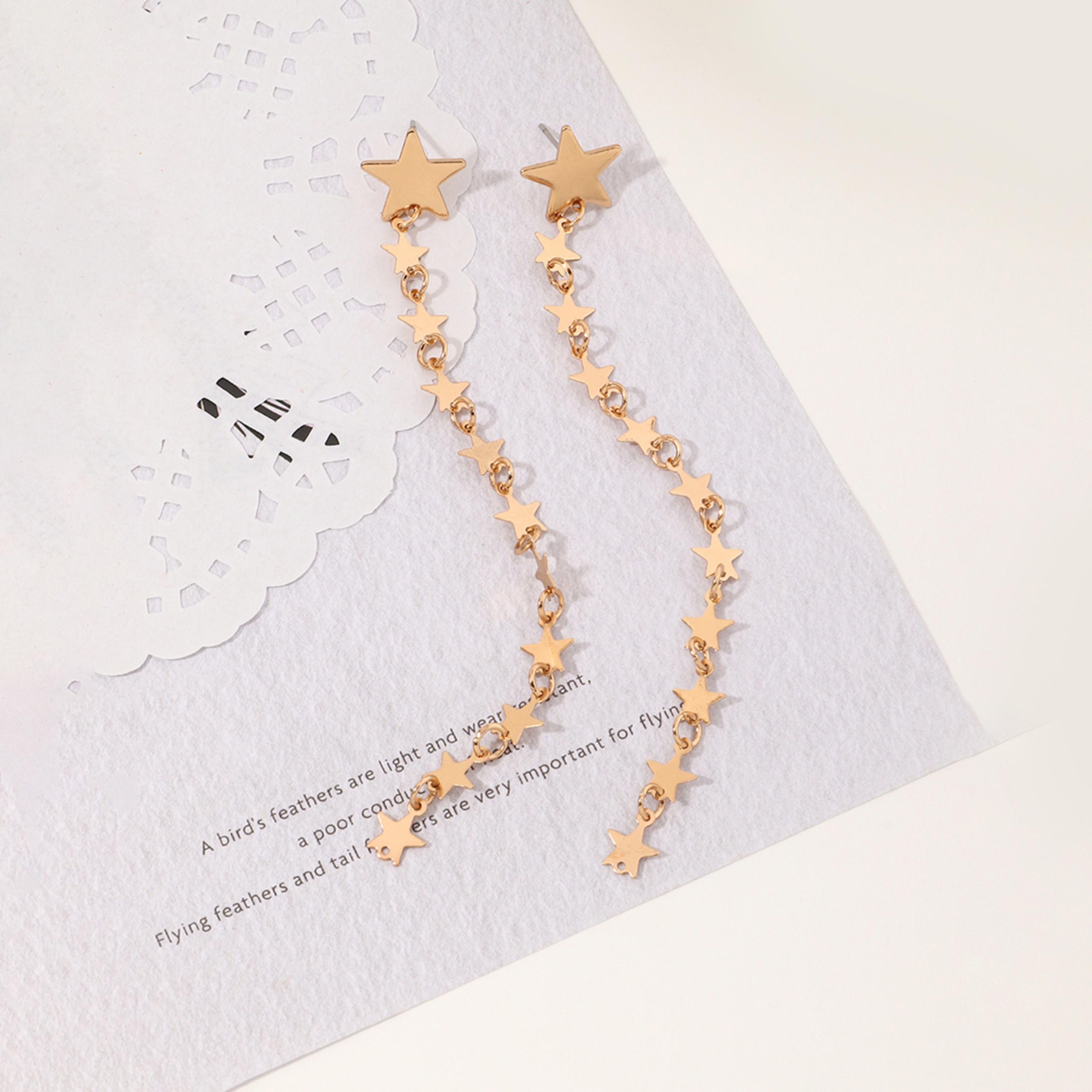 تيك تو - أقراط ذهبية متدلية على شكل نجمة-women-watchesandjewellery-jewellery-earrings-image-5