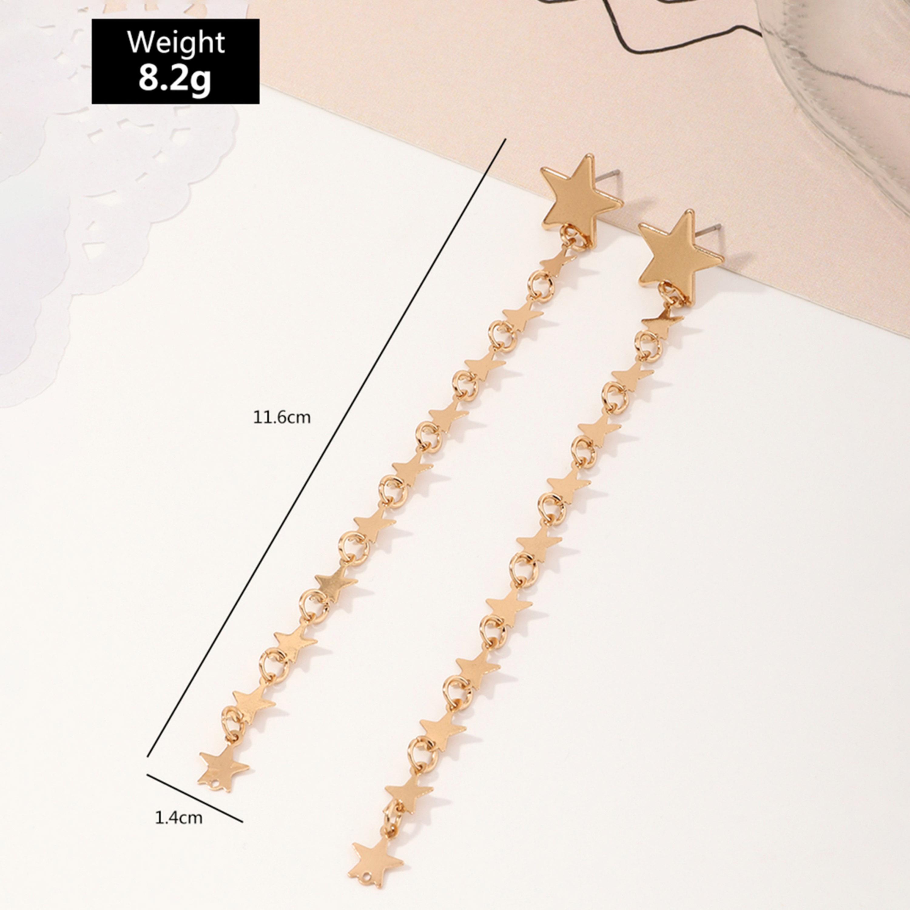 تيك تو - أقراط ذهبية متدلية على شكل نجمة-women-watchesandjewellery-jewellery-earrings-image-6