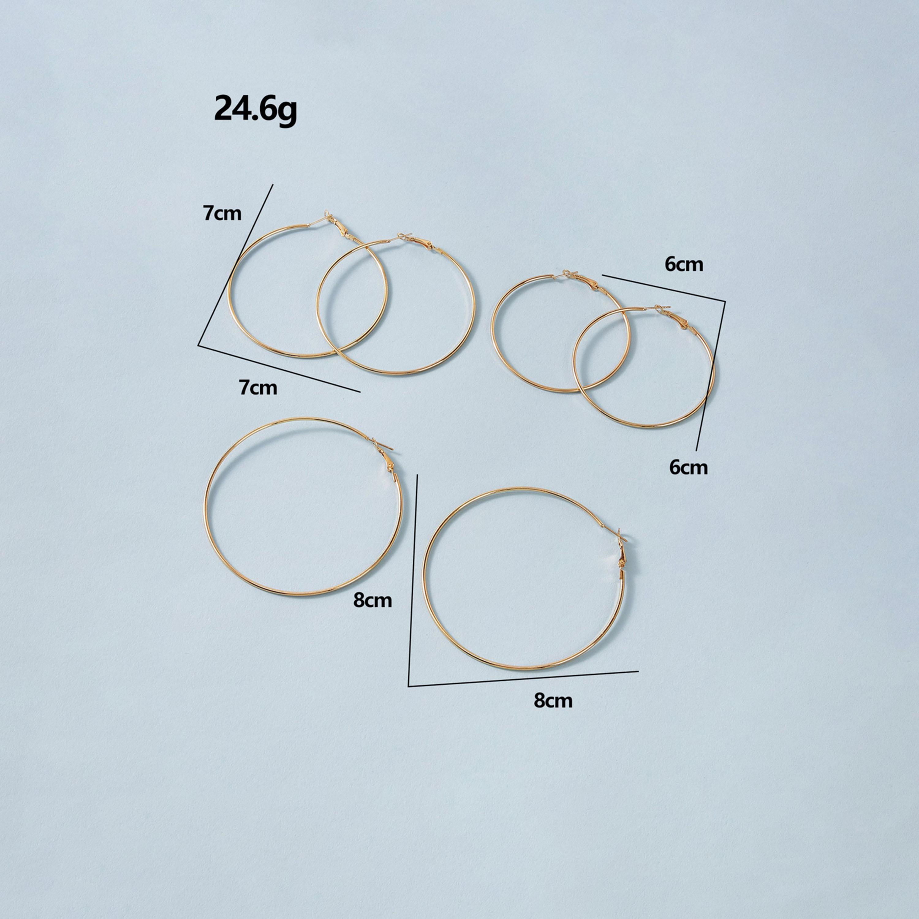 تيك تو - مجموعة من 3 أقراط ذهبية دائرية-women-watchesandjewellery-jewellery-earrings-image-4