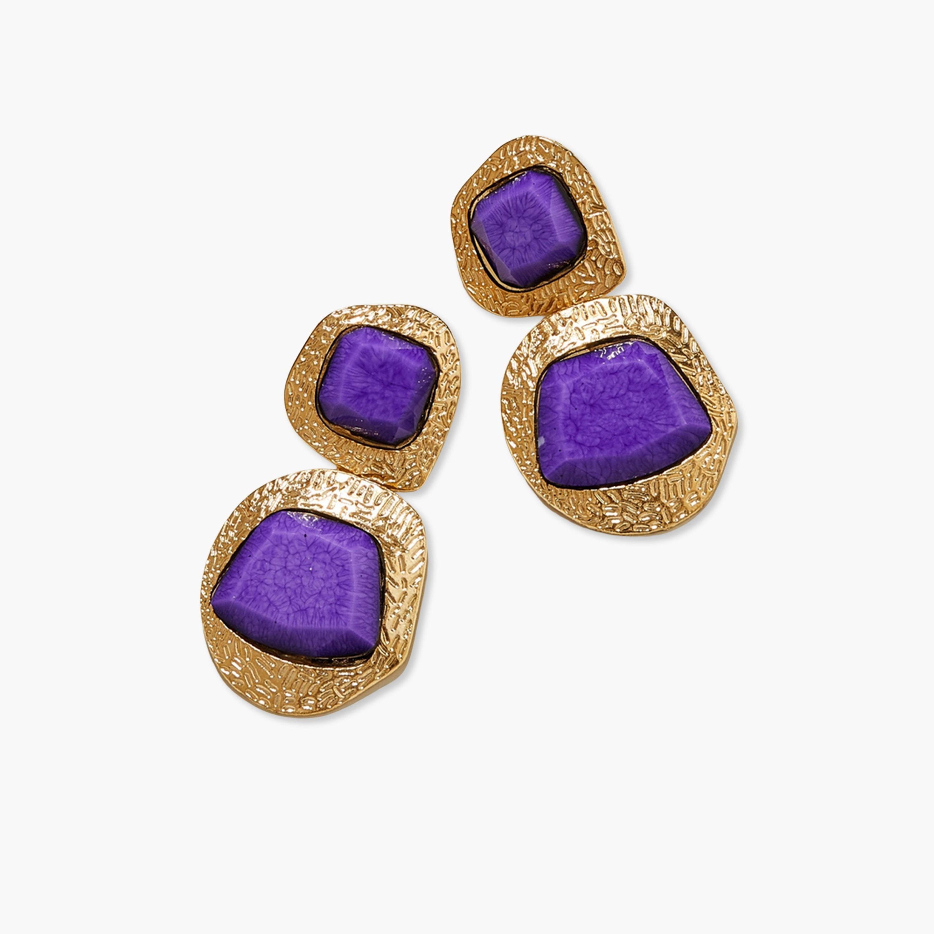 Take Two Purple Stone Stud Earrings-women-watchesandjewellery-jewellery-earrings-image-1