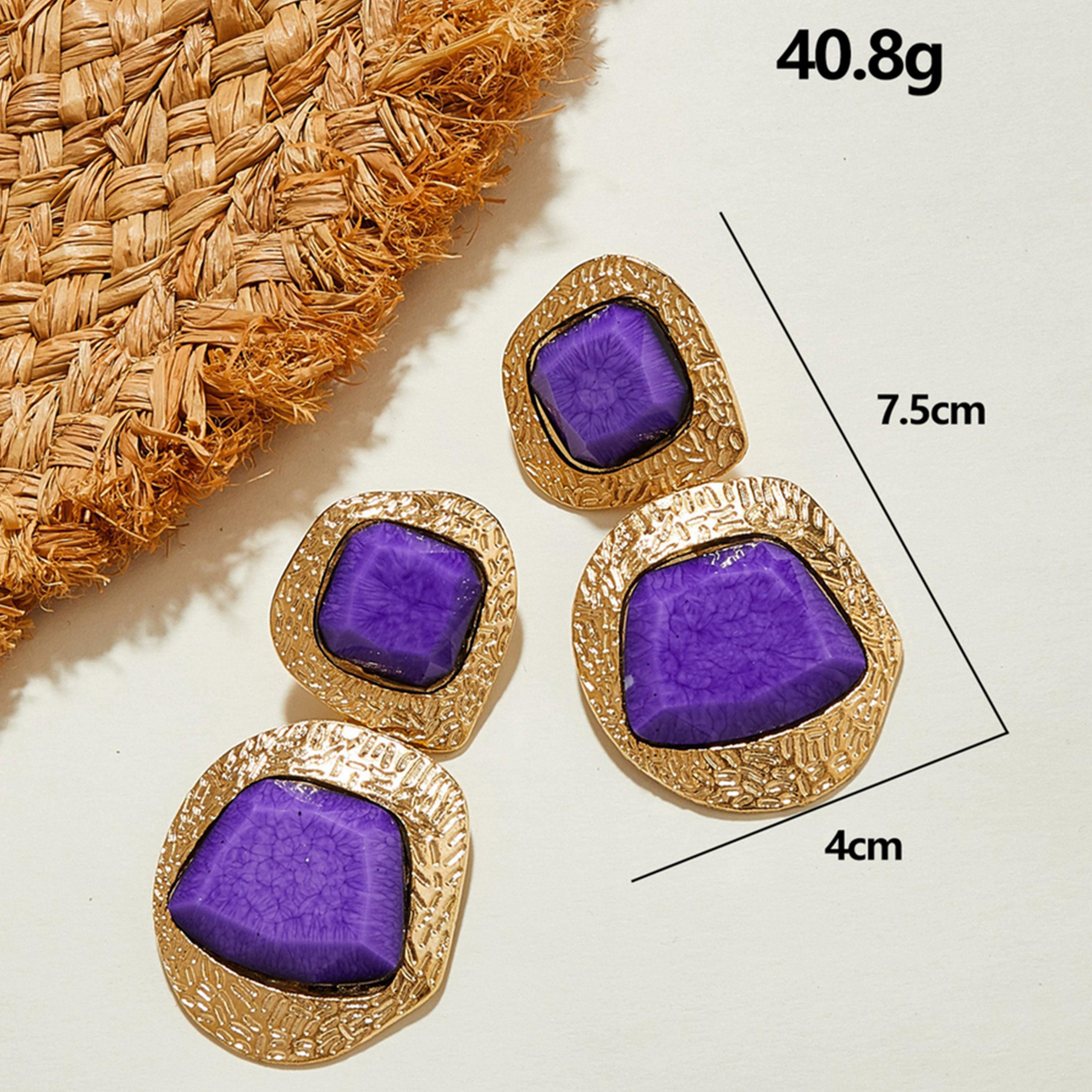 Take Two Purple Stone Stud Earrings-women-watchesandjewellery-jewellery-earrings-image-3