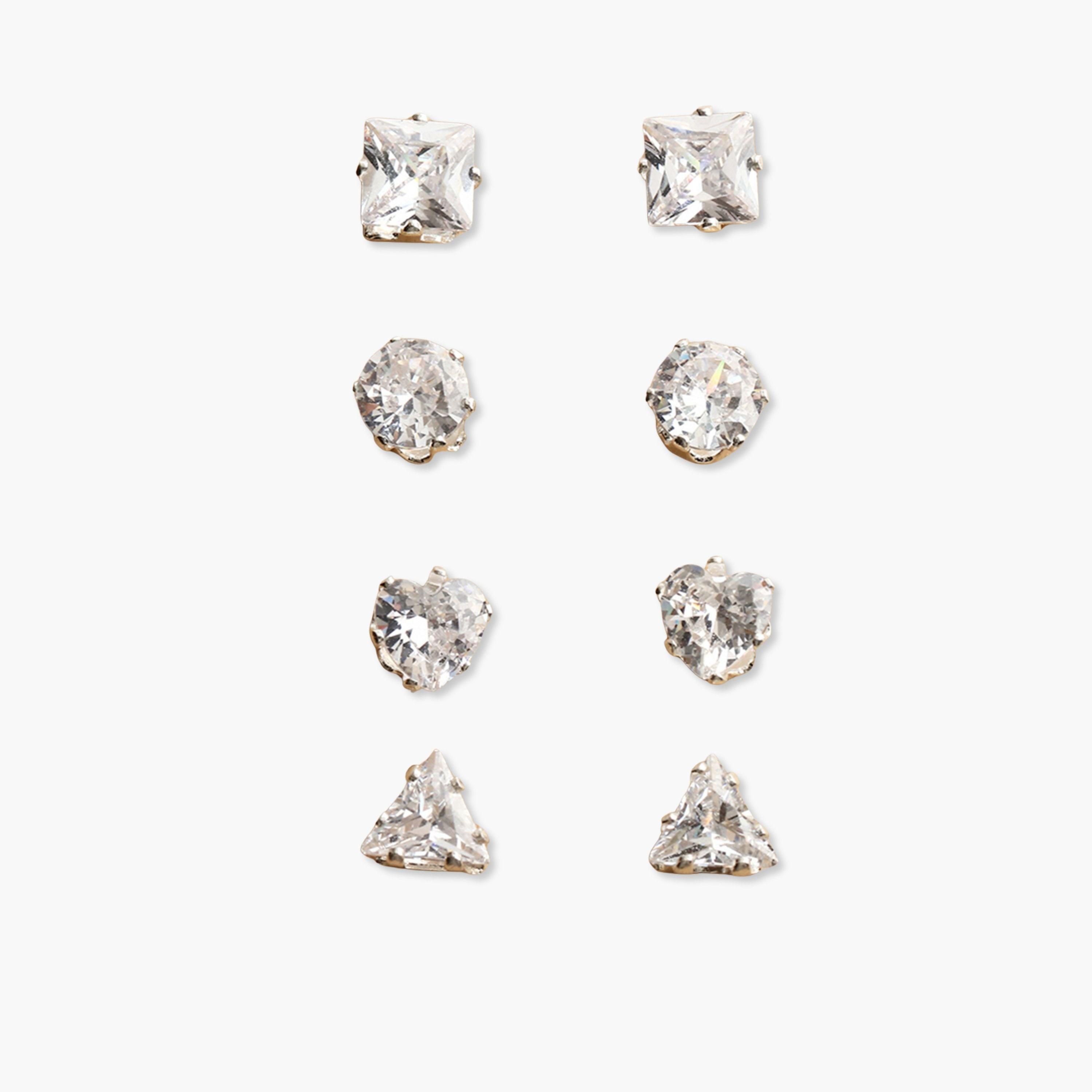 تيك تو - مجموعة من 4 أقراط مرصعة بأحجار الراين-women-watchesandjewellery-jewellery-earrings-image-1