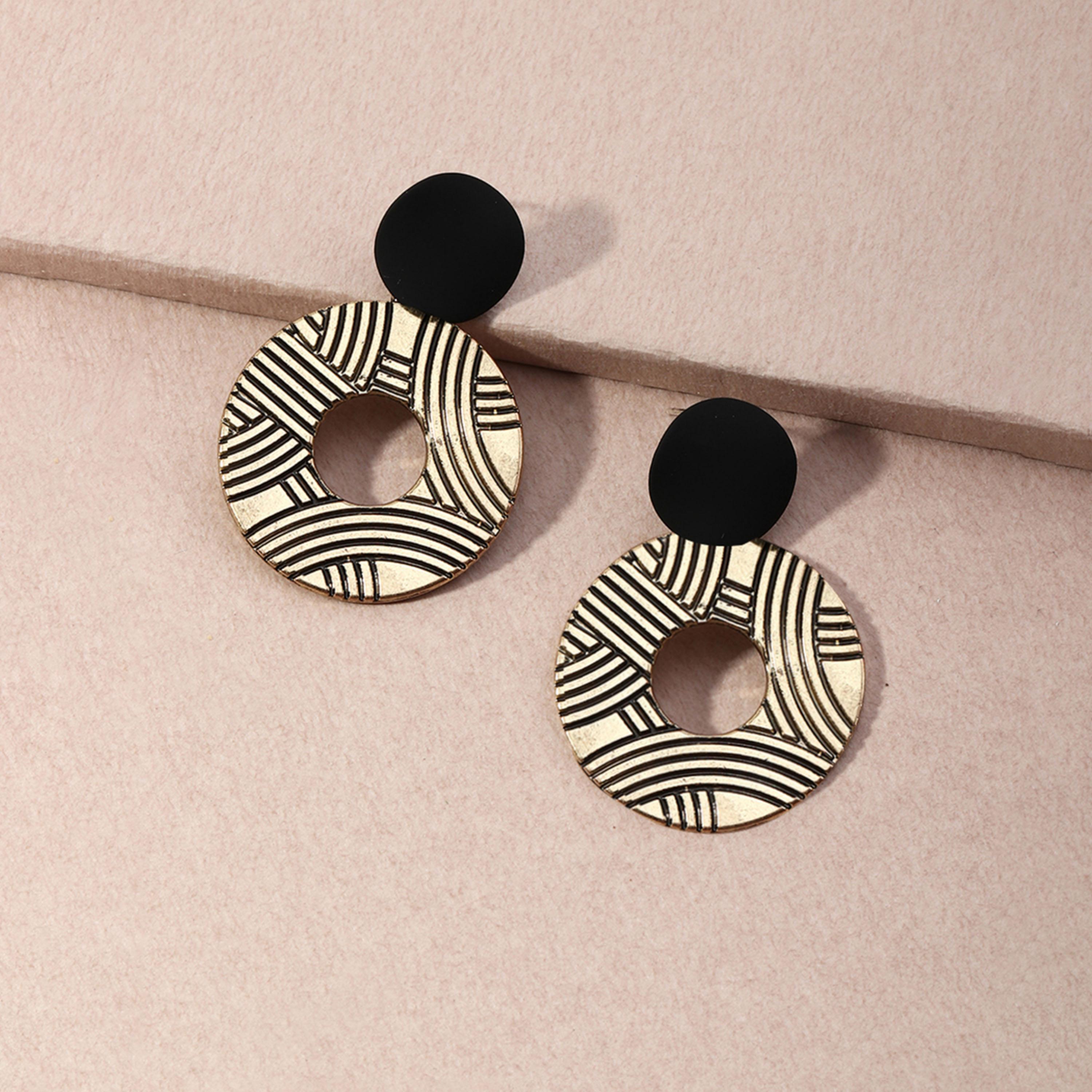 Take Two Textured Round Hoop Drop Earrings-women-watchesandjewellery-jewellery-earrings-image-2