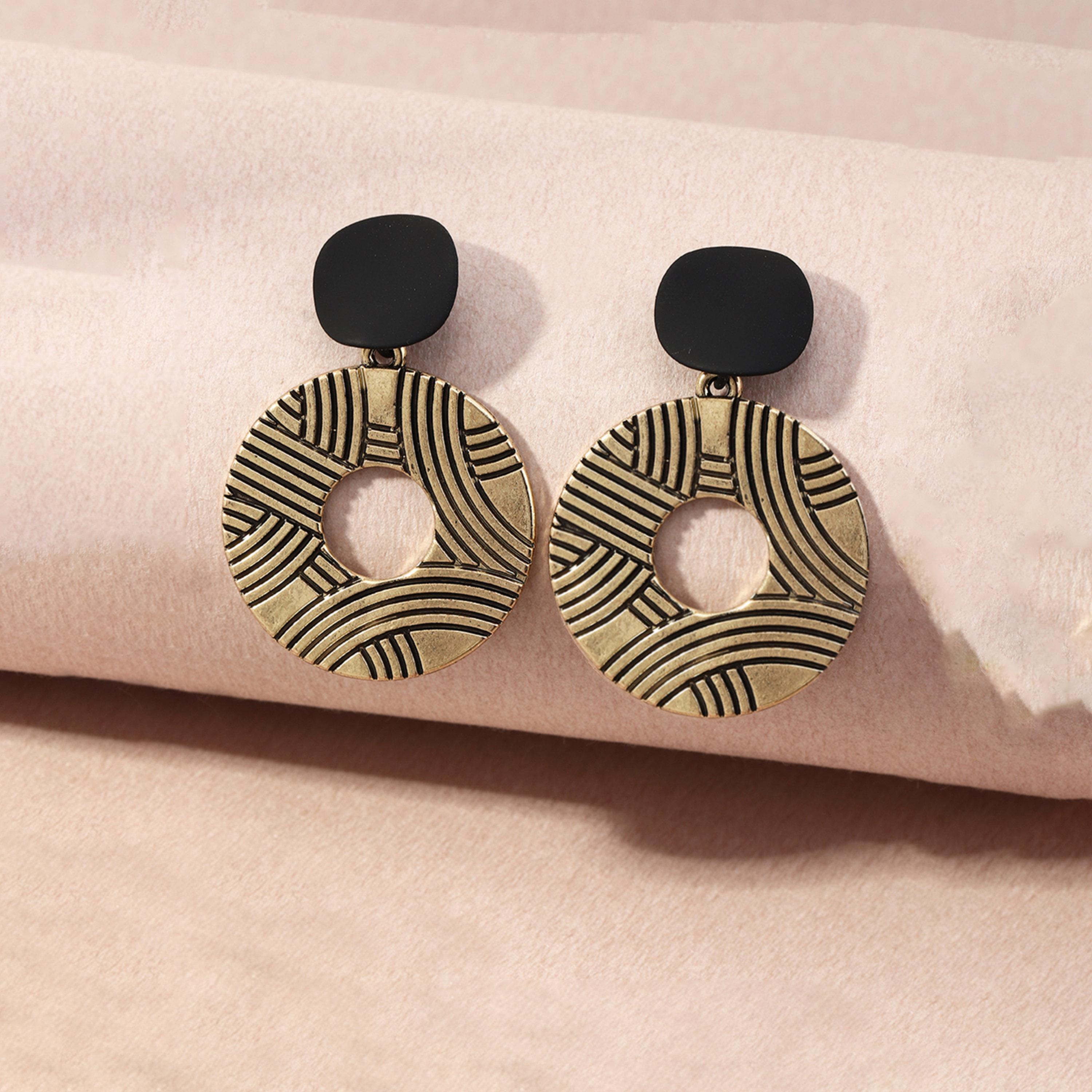 Take Two Textured Round Hoop Drop Earrings-women-watchesandjewellery-jewellery-earrings-image-3