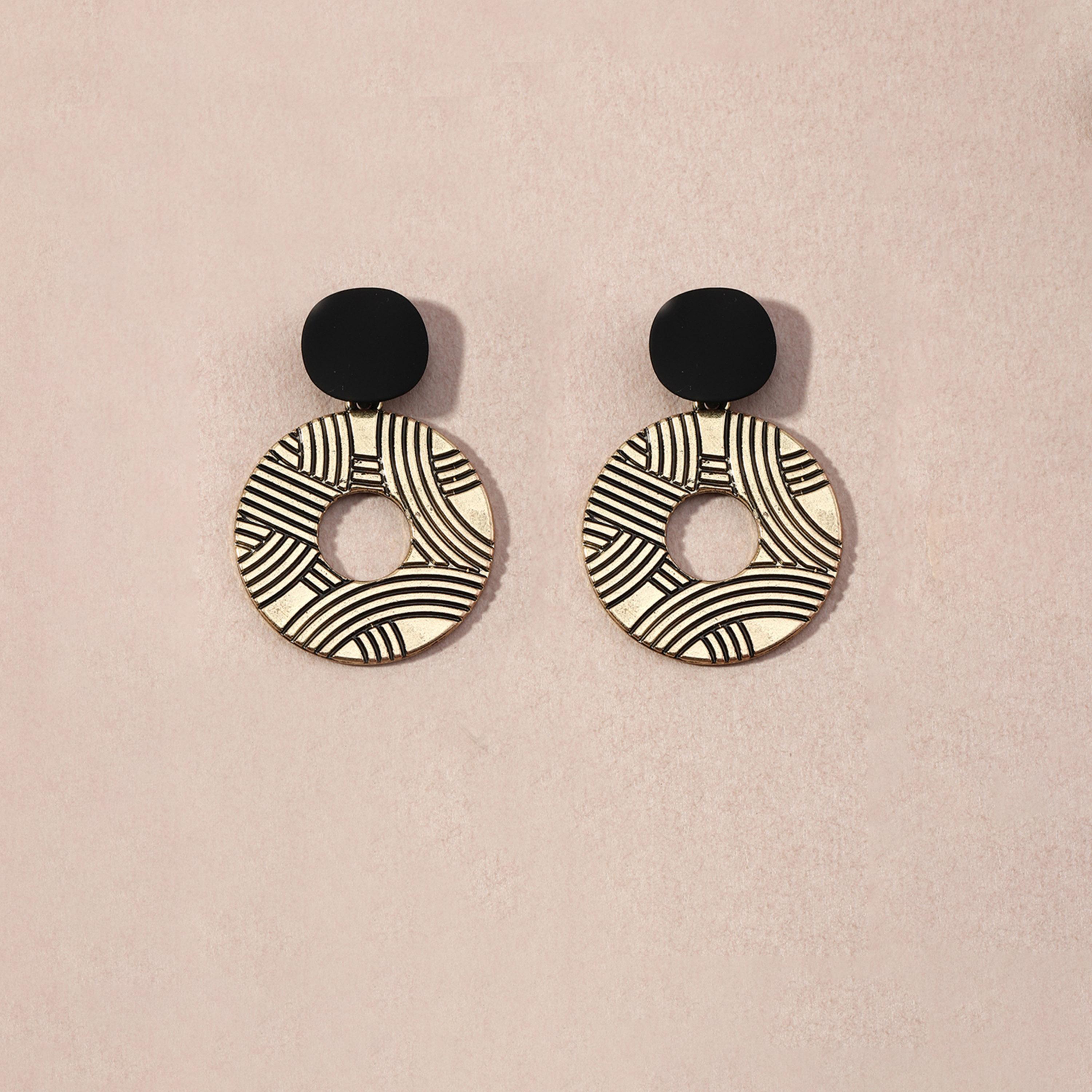 Take Two Textured Round Hoop Drop Earrings-women-watchesandjewellery-jewellery-earrings-image-4