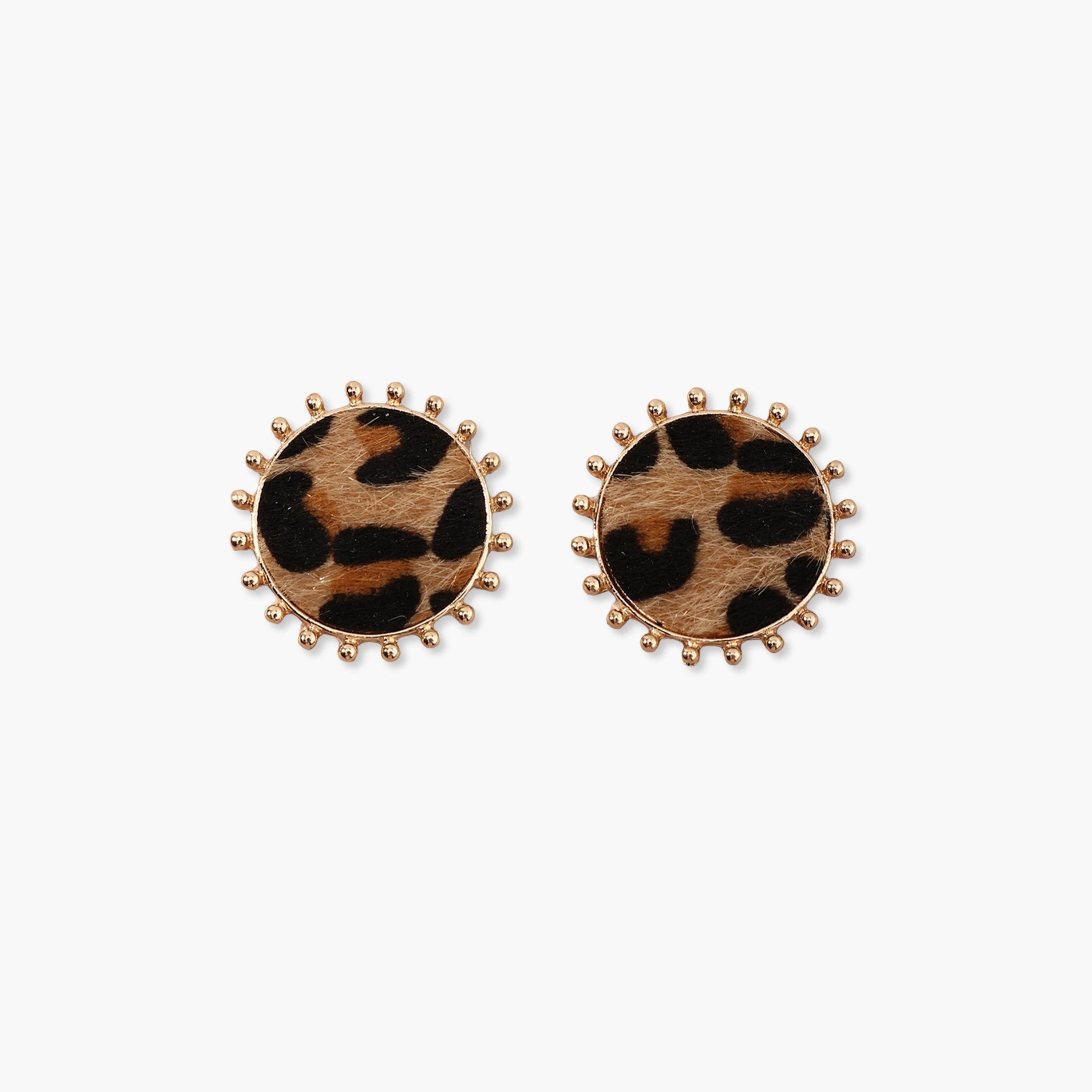 تيك تو - أقراط دائرية بطبعة جلد النمر-women-watchesandjewellery-jewellery-earrings-image-1