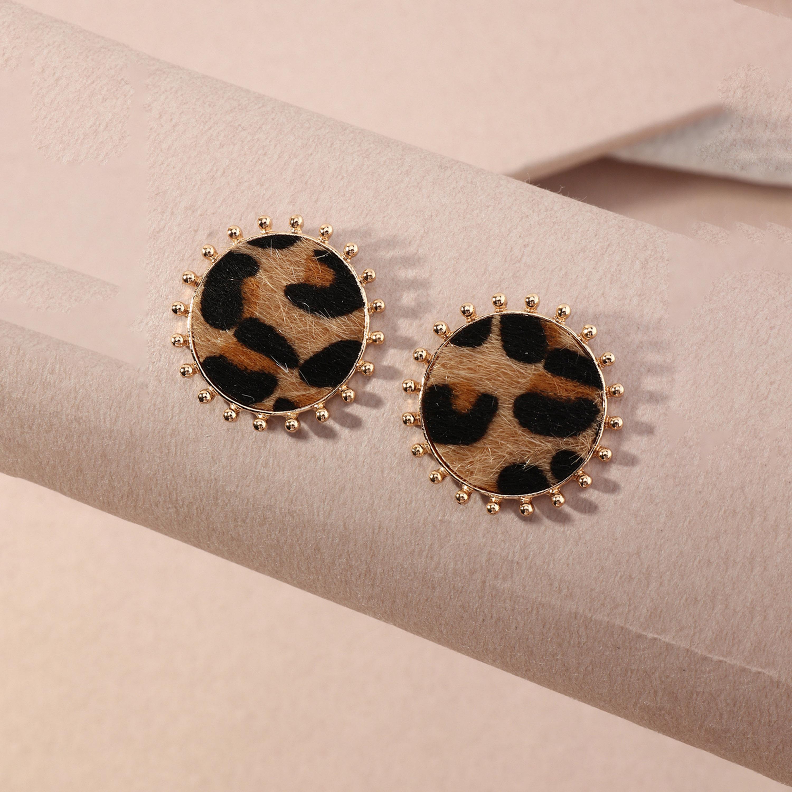 Take Two Round Leopard Print Earrings-women-watchesandjewellery-jewellery-earrings-image-4