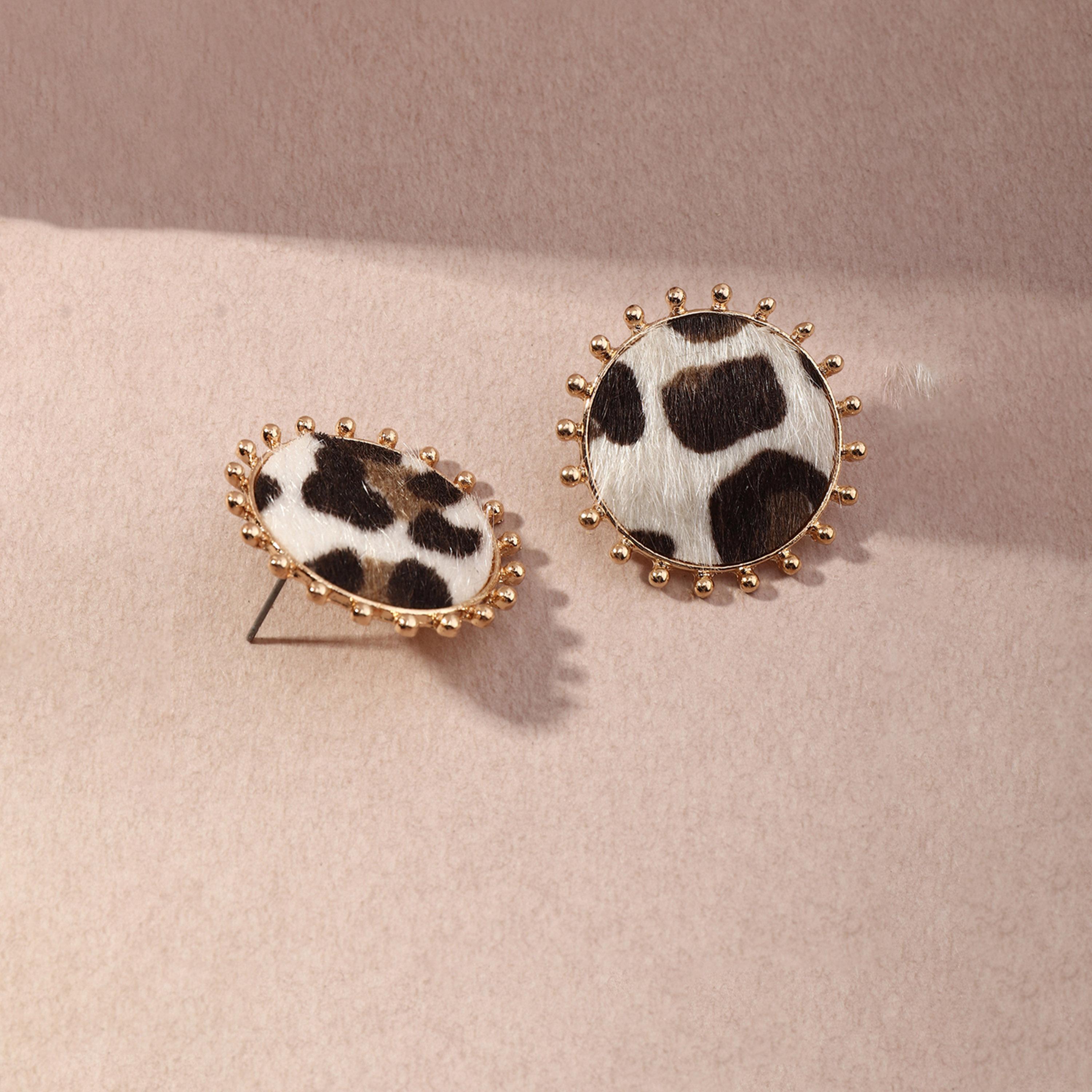 Take Two Round Leopard Print Earrings-women-watchesandjewellery-jewellery-earrings-image-3