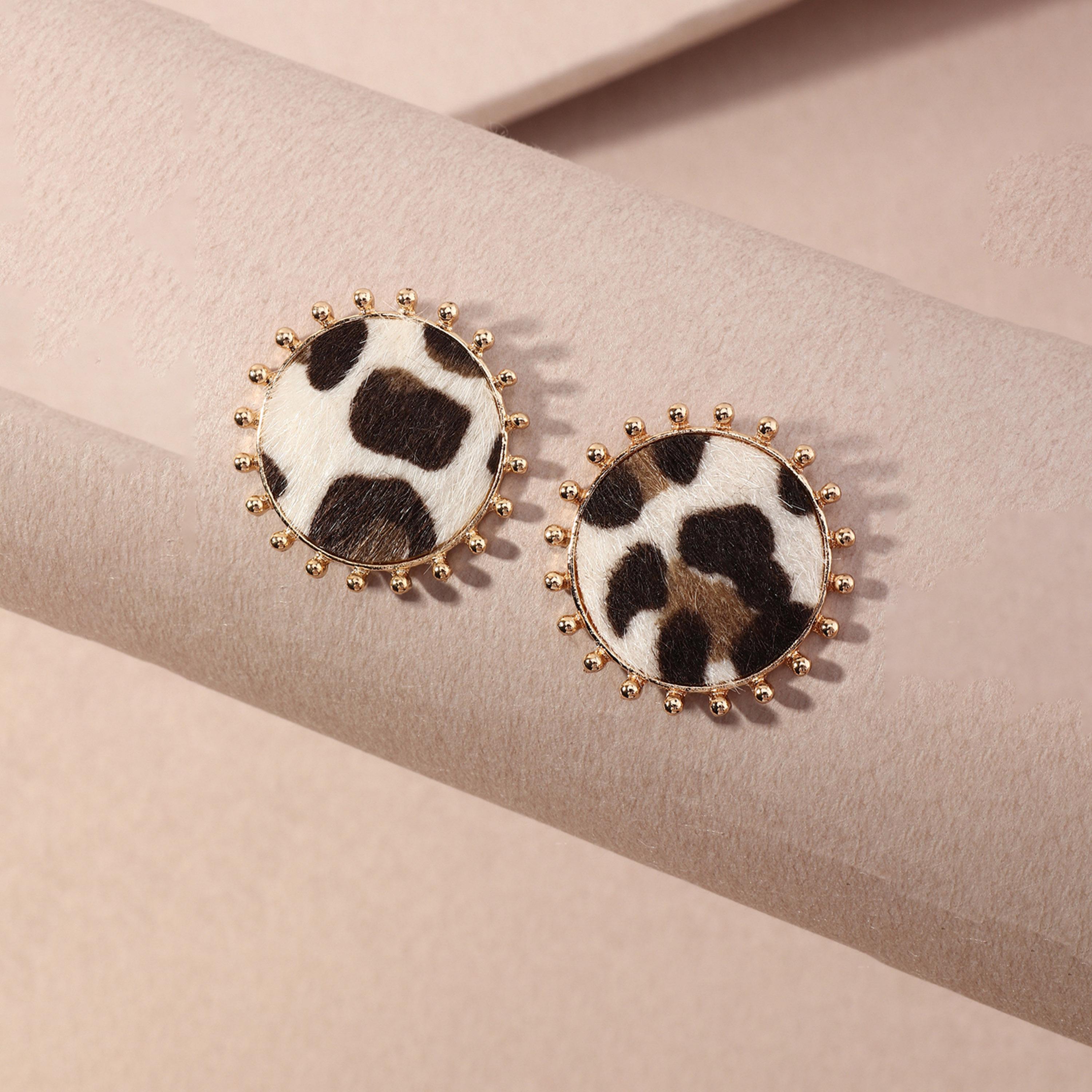 Take Two Round Leopard Print Earrings-women-watchesandjewellery-jewellery-earrings-image-4