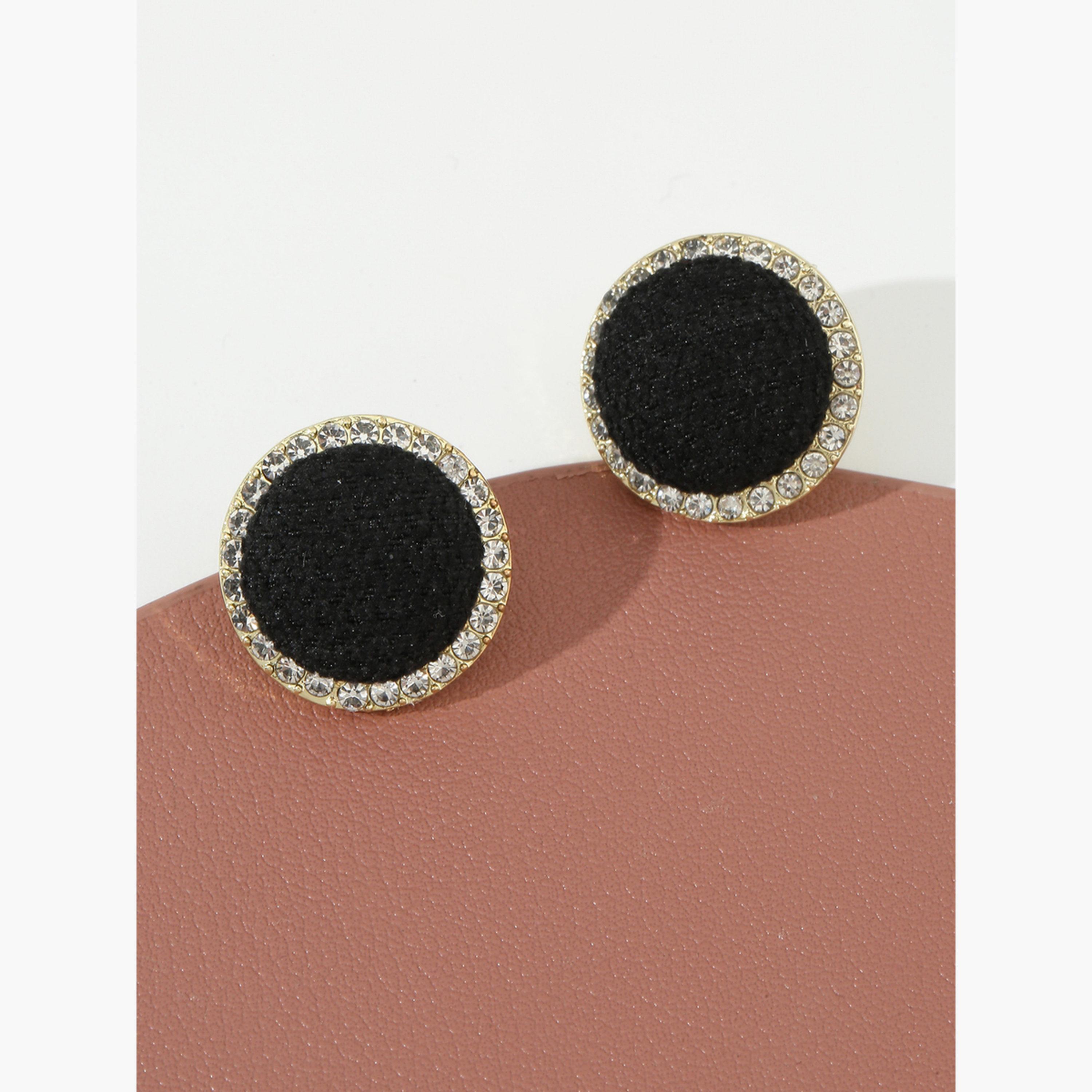 Take Two Black Round Embellished Earrings-women-watchesandjewellery-jewellery-earrings-image-4