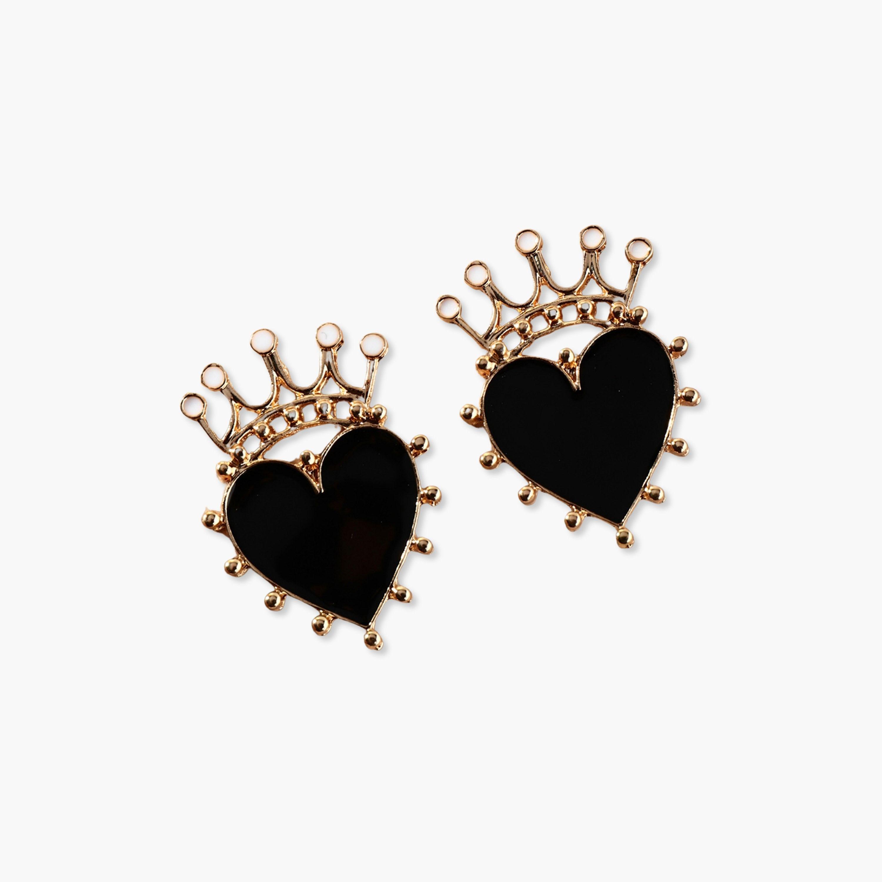 تيك تو - أقراط على شكل تاج وقلب-women-watchesandjewellery-jewellery-earrings-image-1
