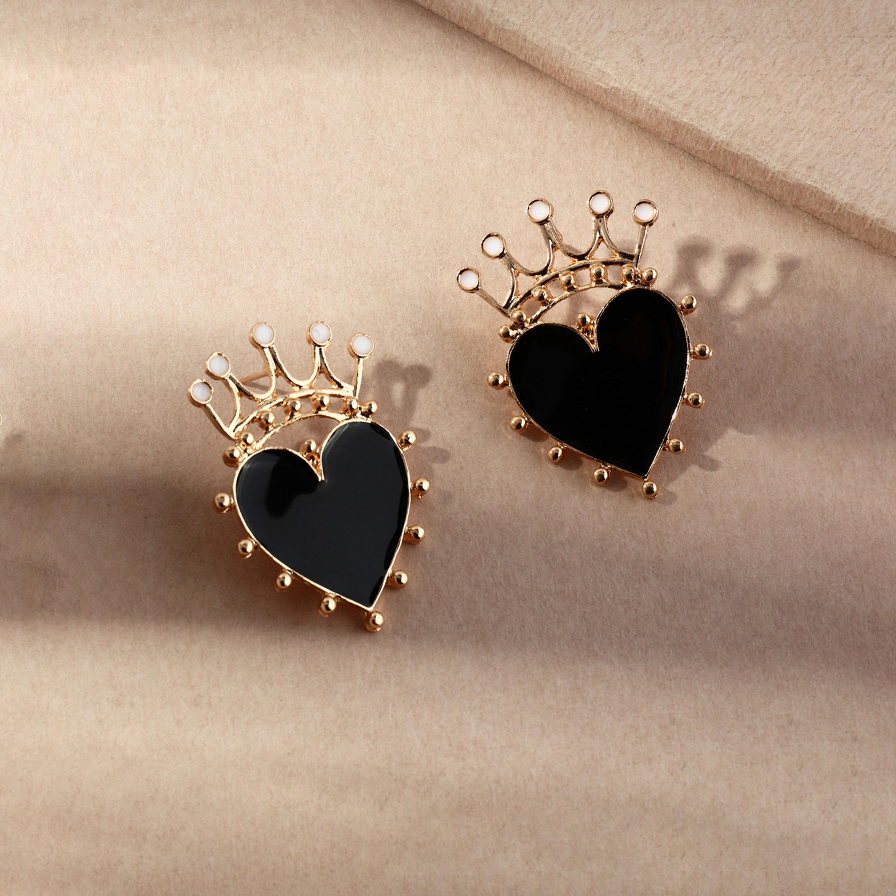 تيك تو - أقراط على شكل تاج وقلب-women-watchesandjewellery-jewellery-earrings-image-3