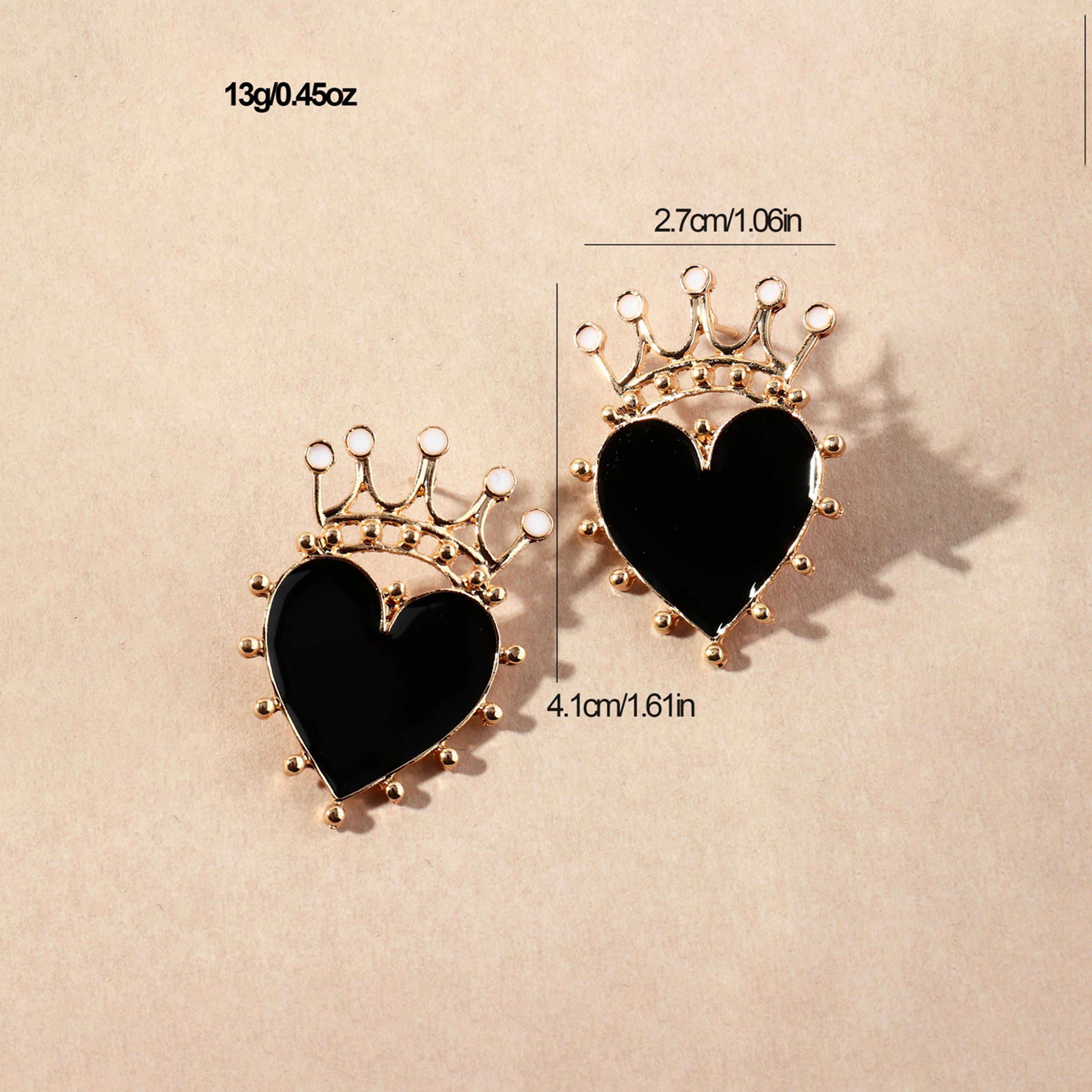 تيك تو - أقراط على شكل تاج وقلب-women-watchesandjewellery-jewellery-earrings-image-4