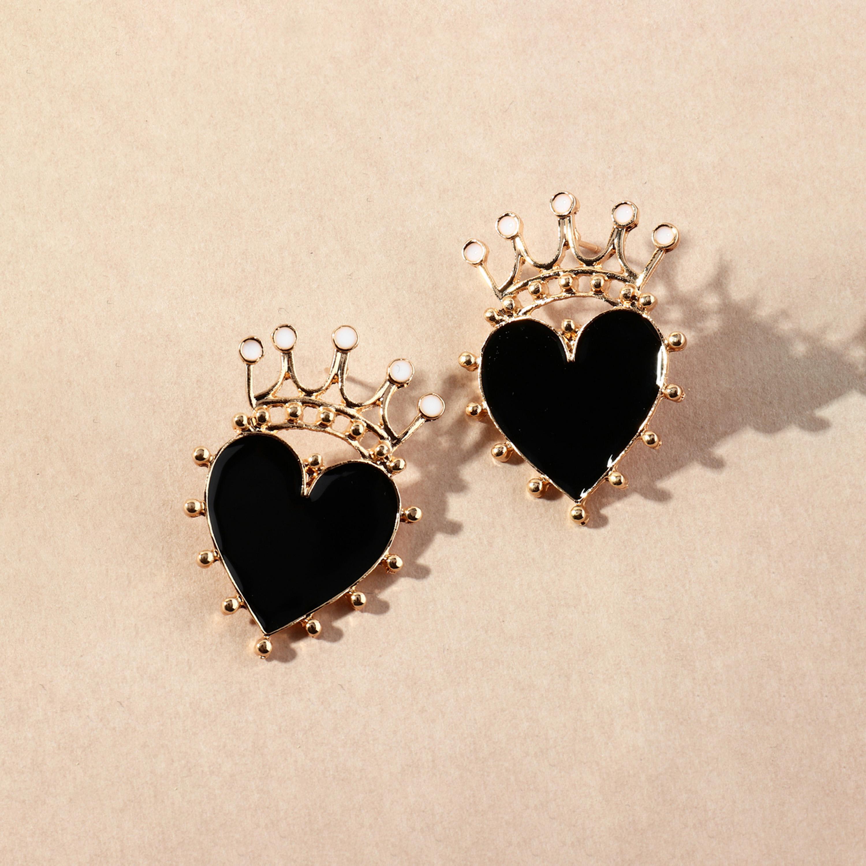 تيك تو - أقراط على شكل تاج وقلب-women-watchesandjewellery-jewellery-earrings-image-5