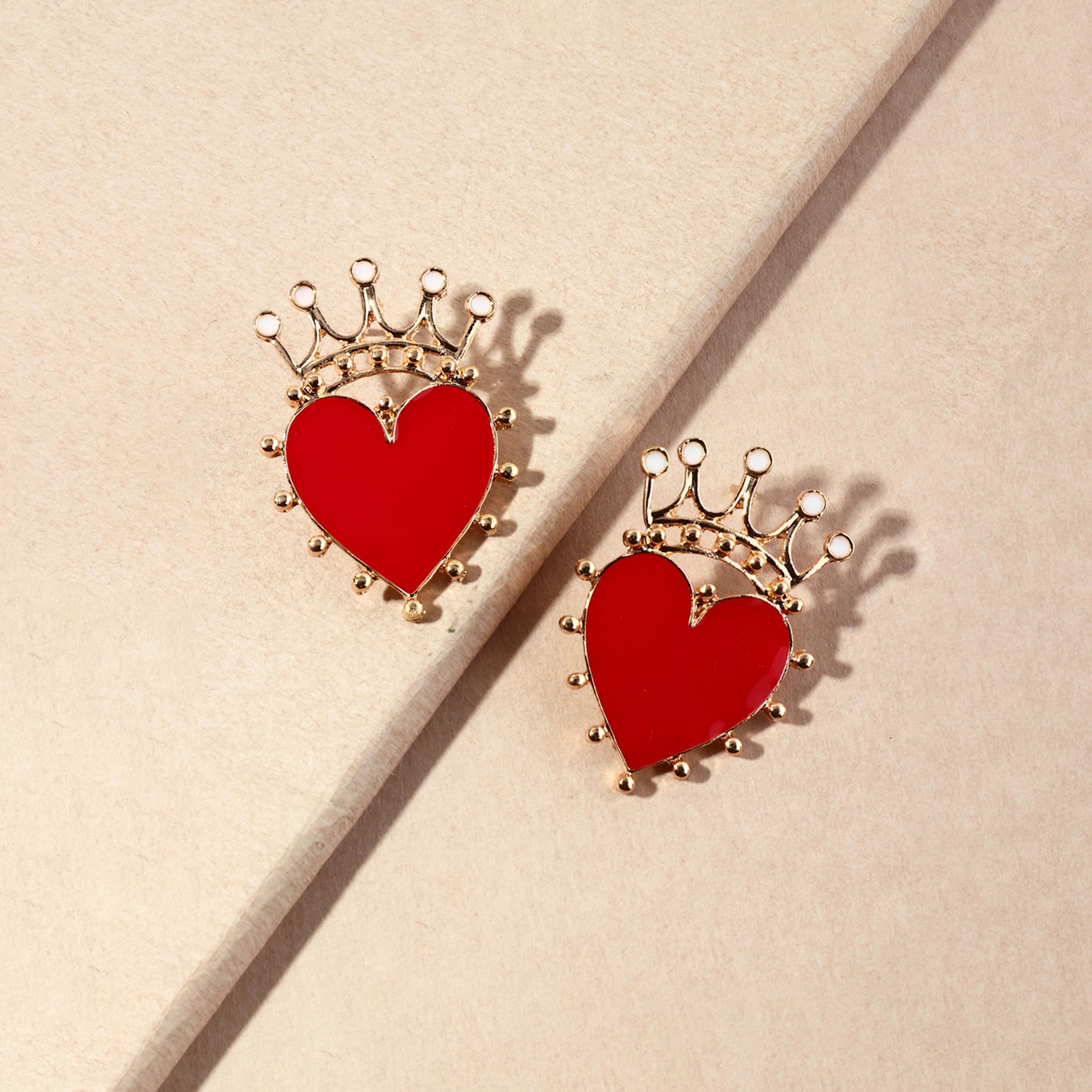 تيك تو - أقراط على شكل تاج وقلب-women-watchesandjewellery-jewellery-earrings-image-5