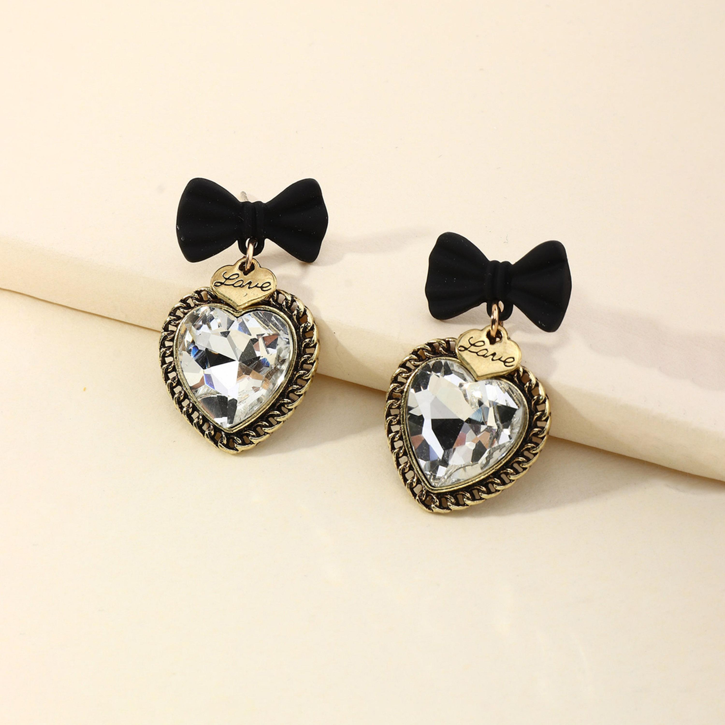 Take Two Bow and Heart Shaped Drop Earrings-women-watchesandjewellery-jewellery-earrings-image-4